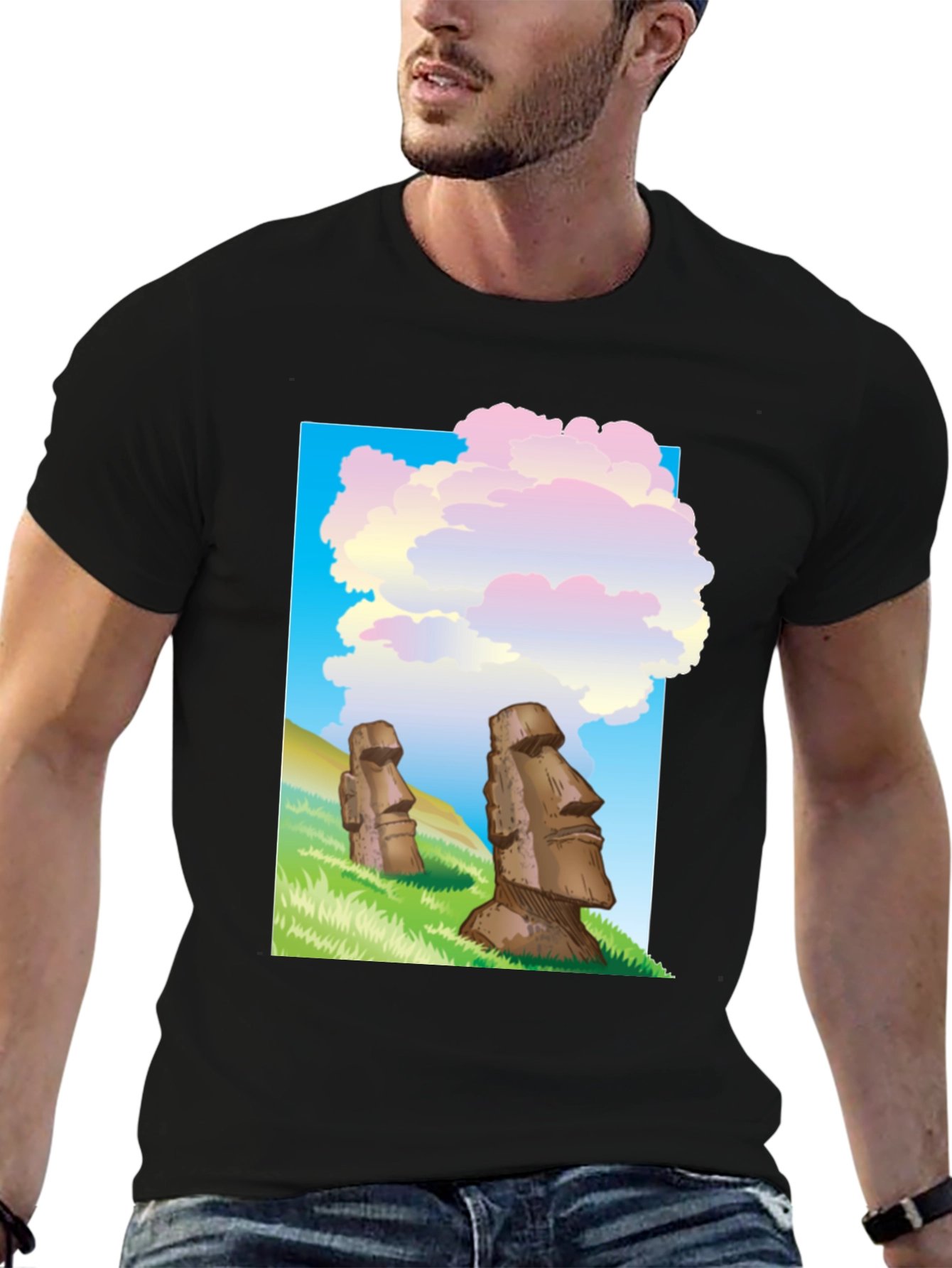 Moai Statue Graphic T-Shirt - Easter Island Design