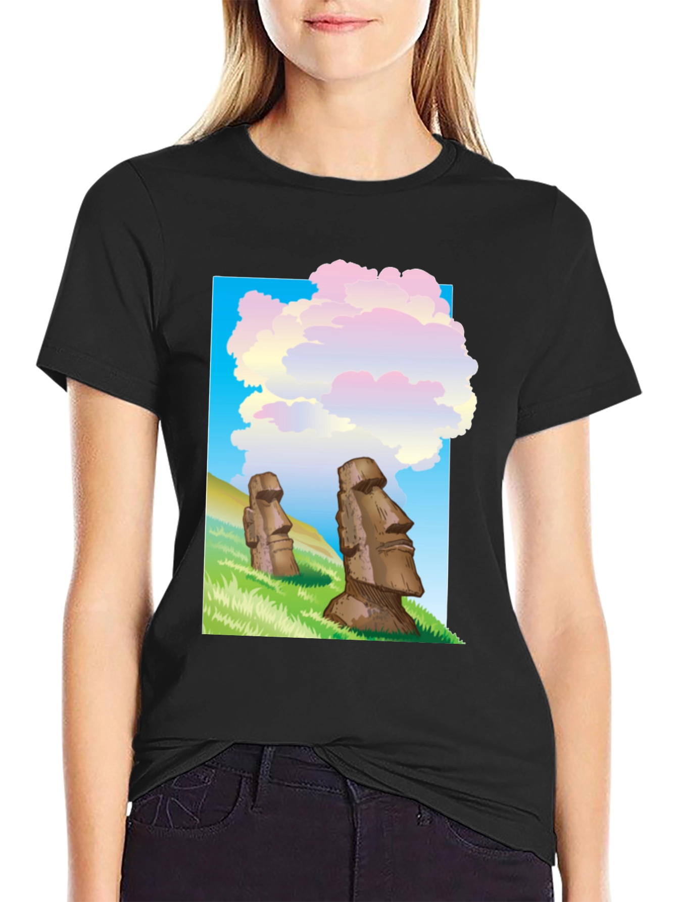 Moai Statue Graphic T-Shirt - Easter Island Design