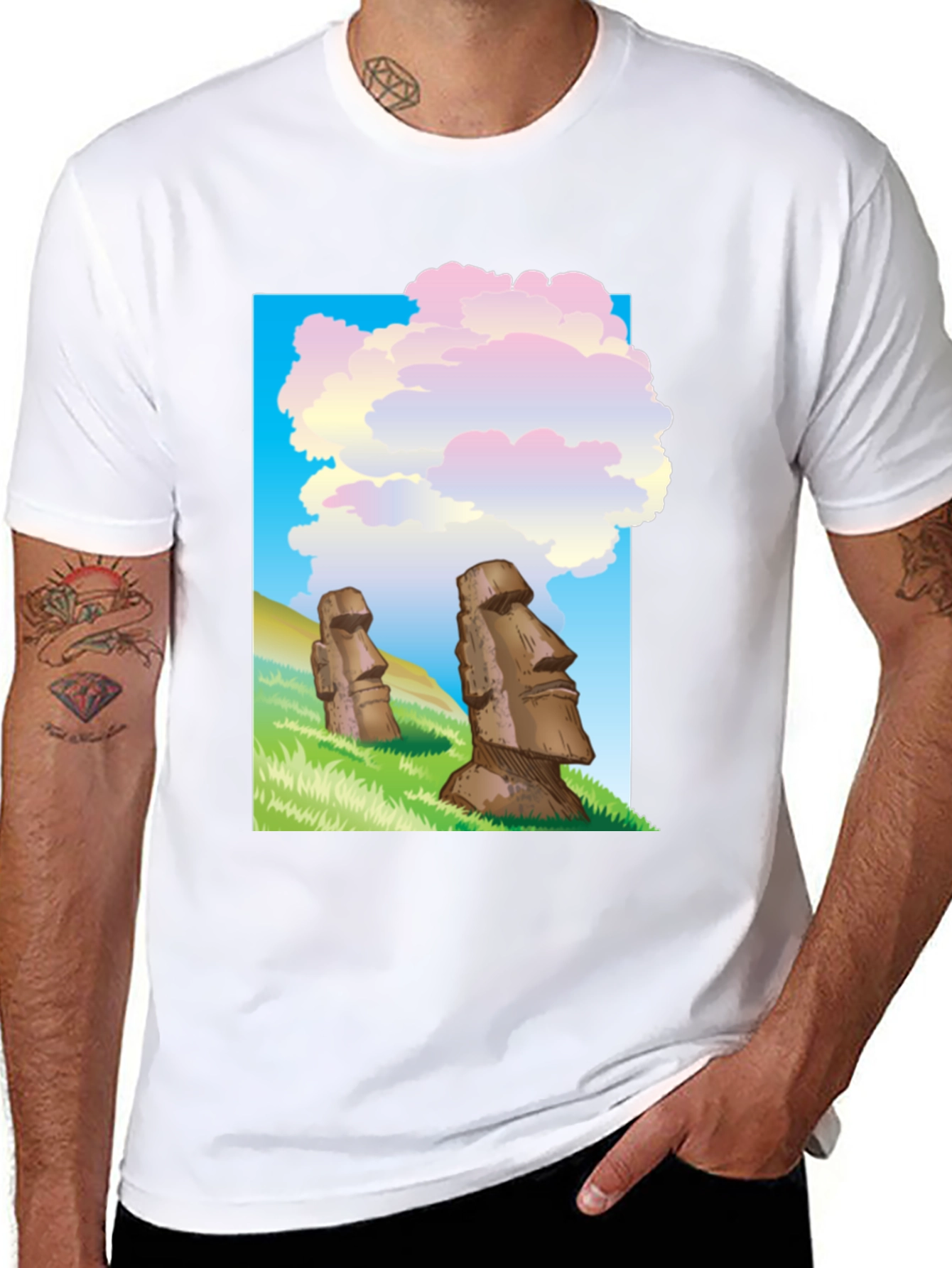 Moai Statue Graphic T-Shirt - Easter Island Design