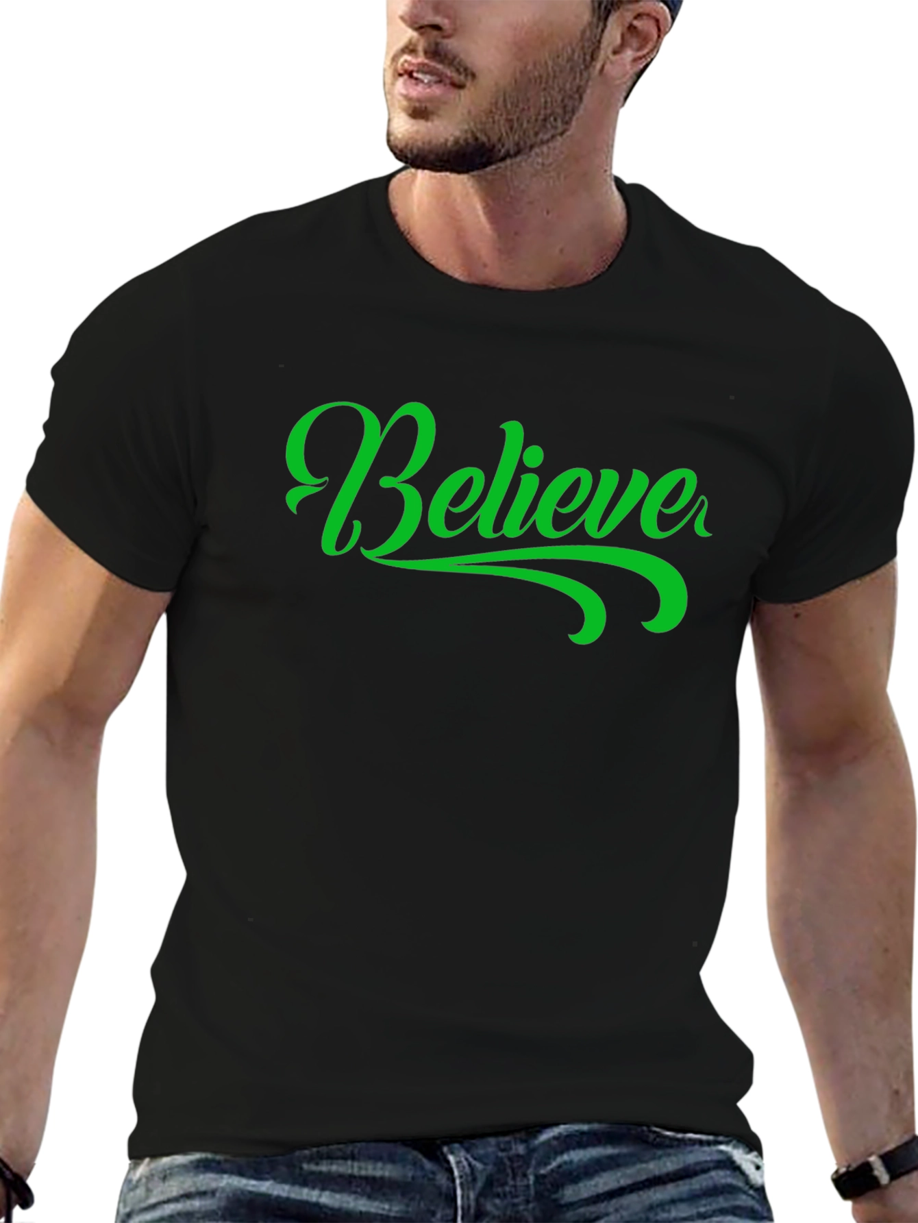 Believe Graphic Tee - Trendy Black T-Shirt