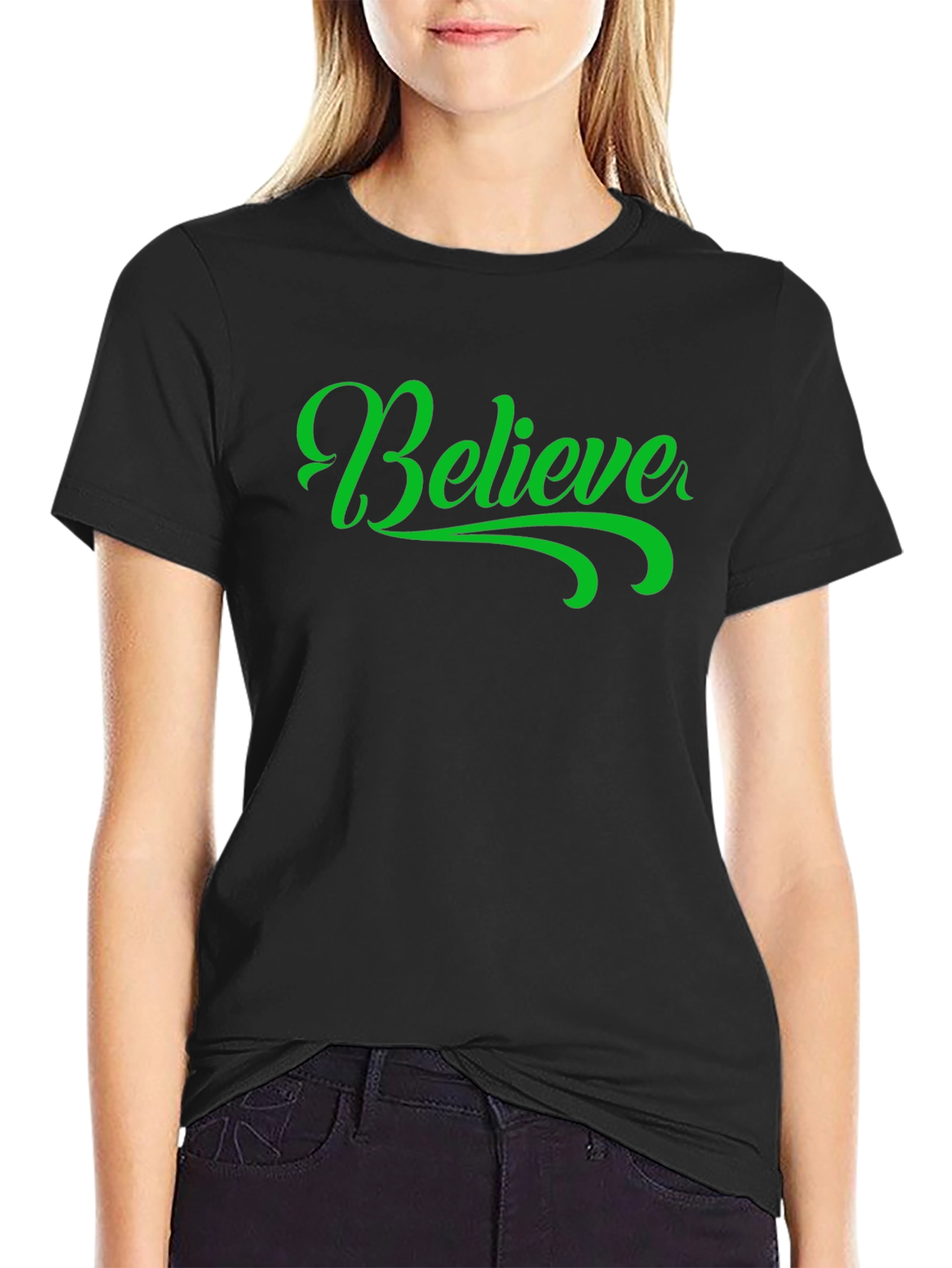 Believe Graphic Tee - Trendy Black T-Shirt