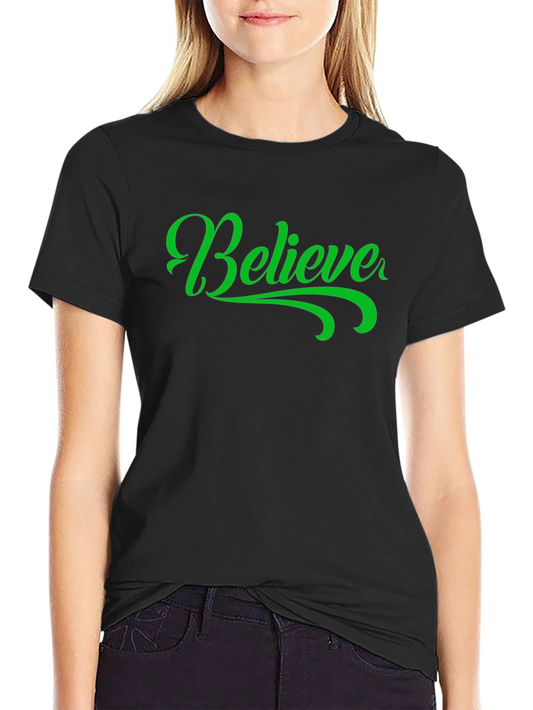 Believe Graphic Tee - Trendy Black T-Shirt