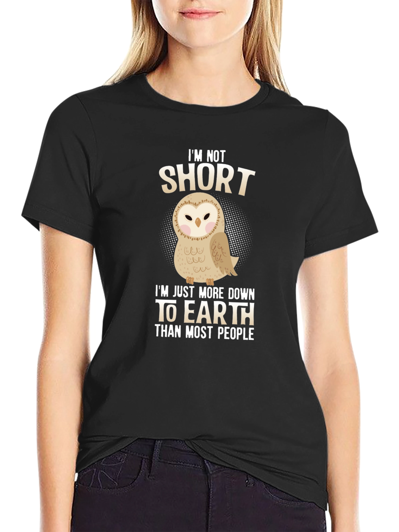 Im Not Short Owl Graphic T-Shirt