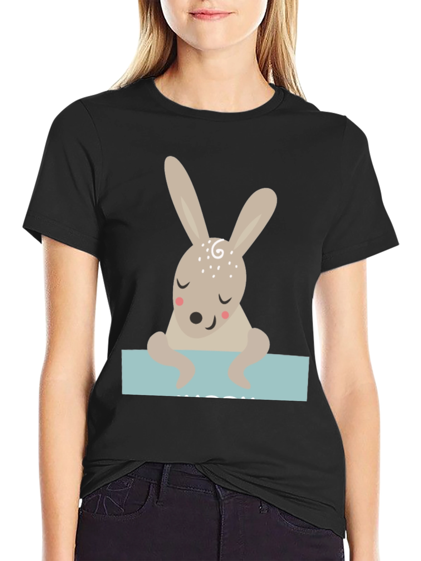 Cute Bunny Graphic Tee - Unisex Black T-Shirt
