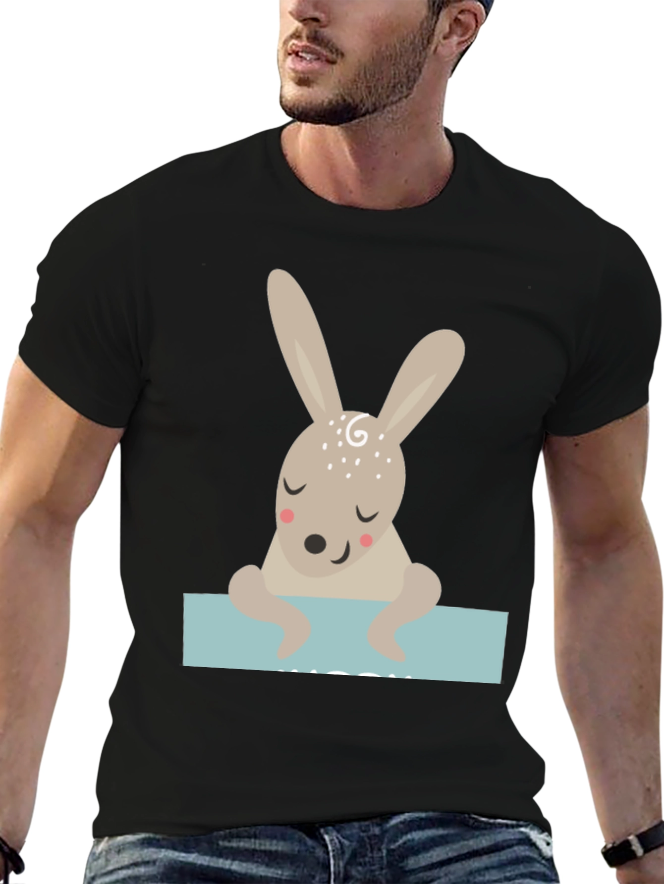 Cute Bunny Graphic Tee - Unisex Black T-Shirt
