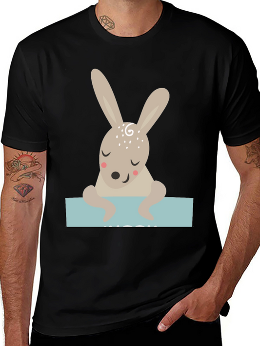 Cute Bunny Graphic Tee - Unisex Black T-Shirt