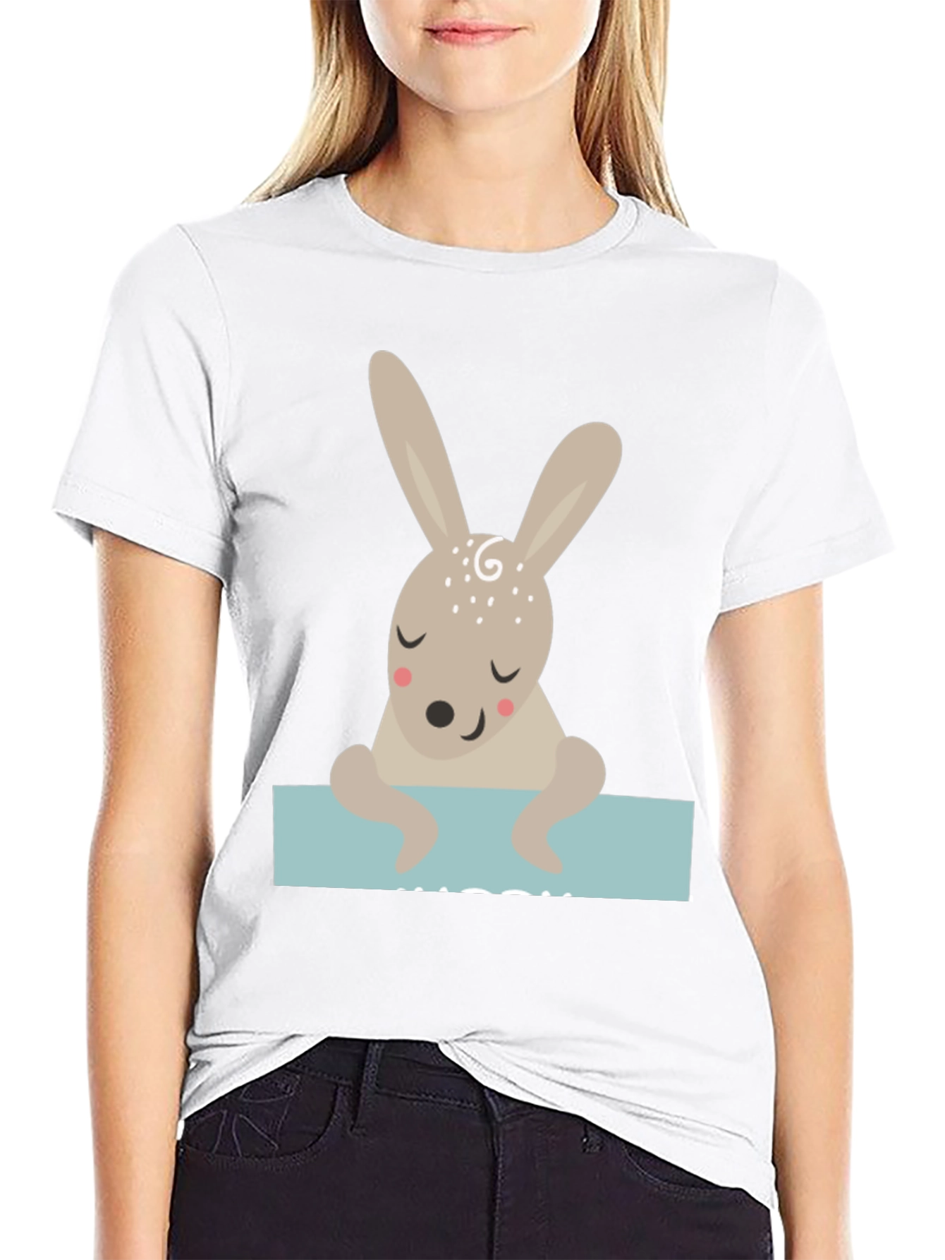 Cute Bunny Graphic Tee - Unisex Black T-Shirt