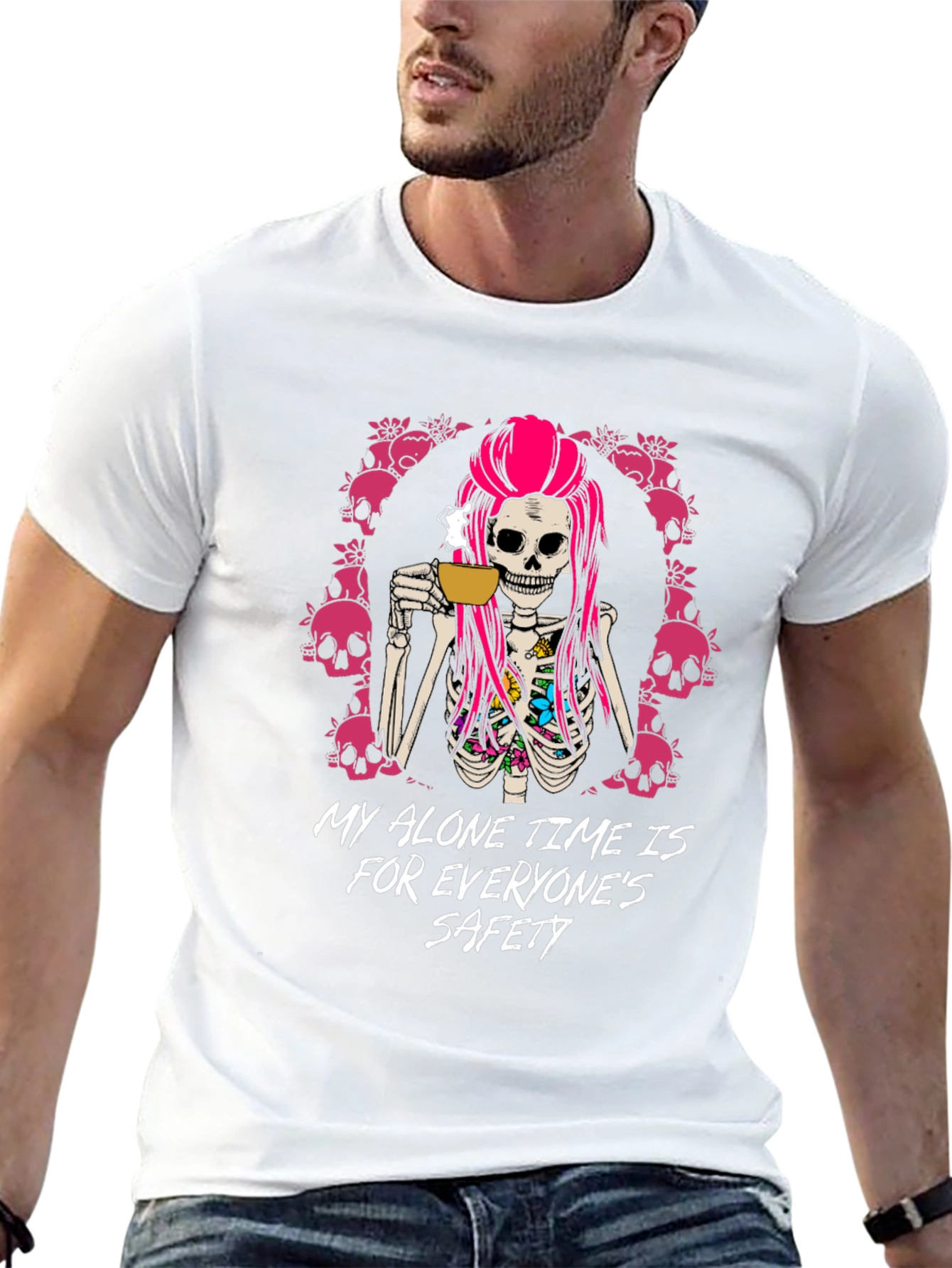 Skeleton Coffee T-Shirt - Alone Time Safety