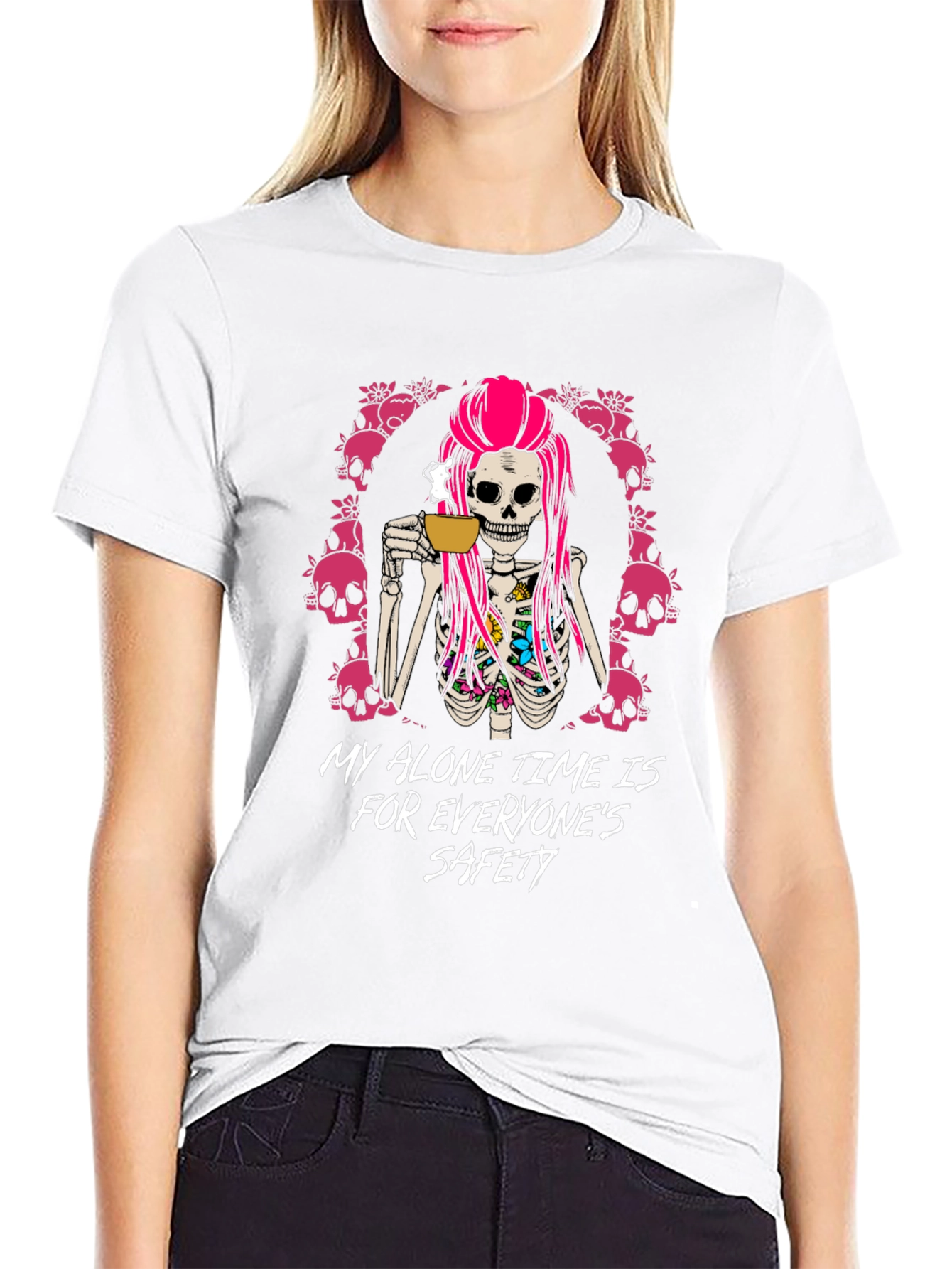 Skeleton Coffee T-Shirt - Alone Time Safety