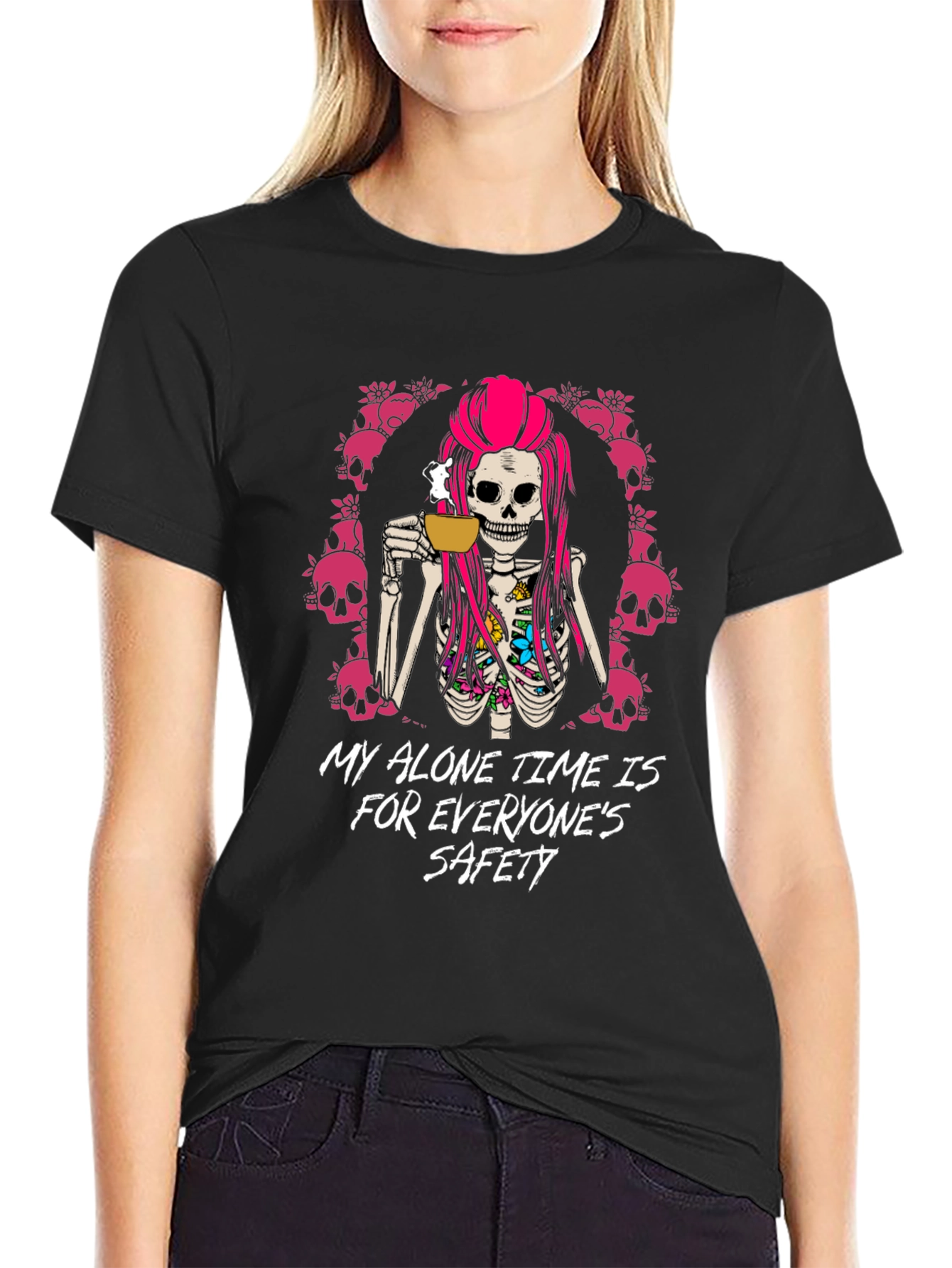 Skeleton Coffee T-Shirt - Alone Time Safety