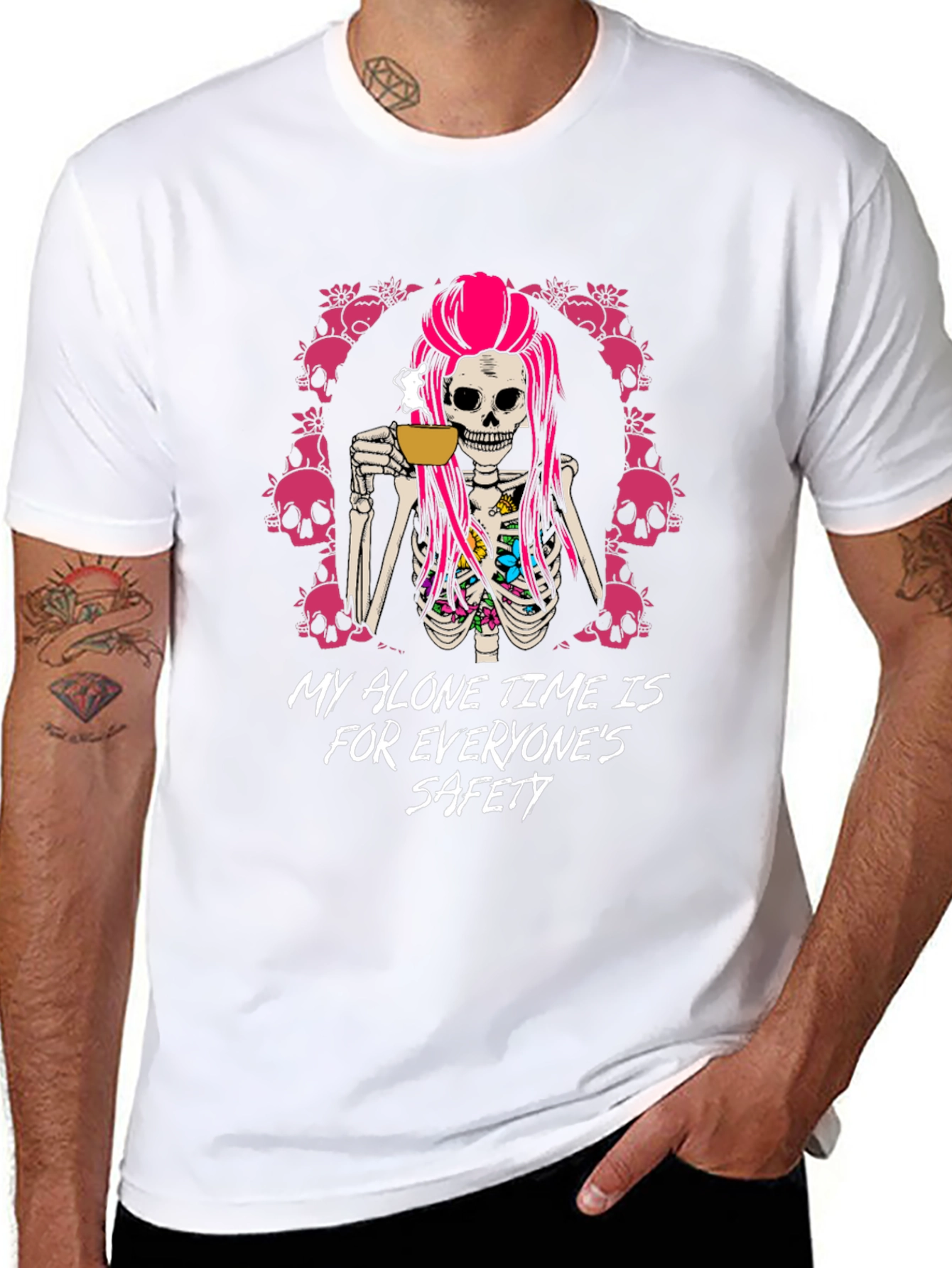 Skeleton Coffee T-Shirt - Alone Time Safety