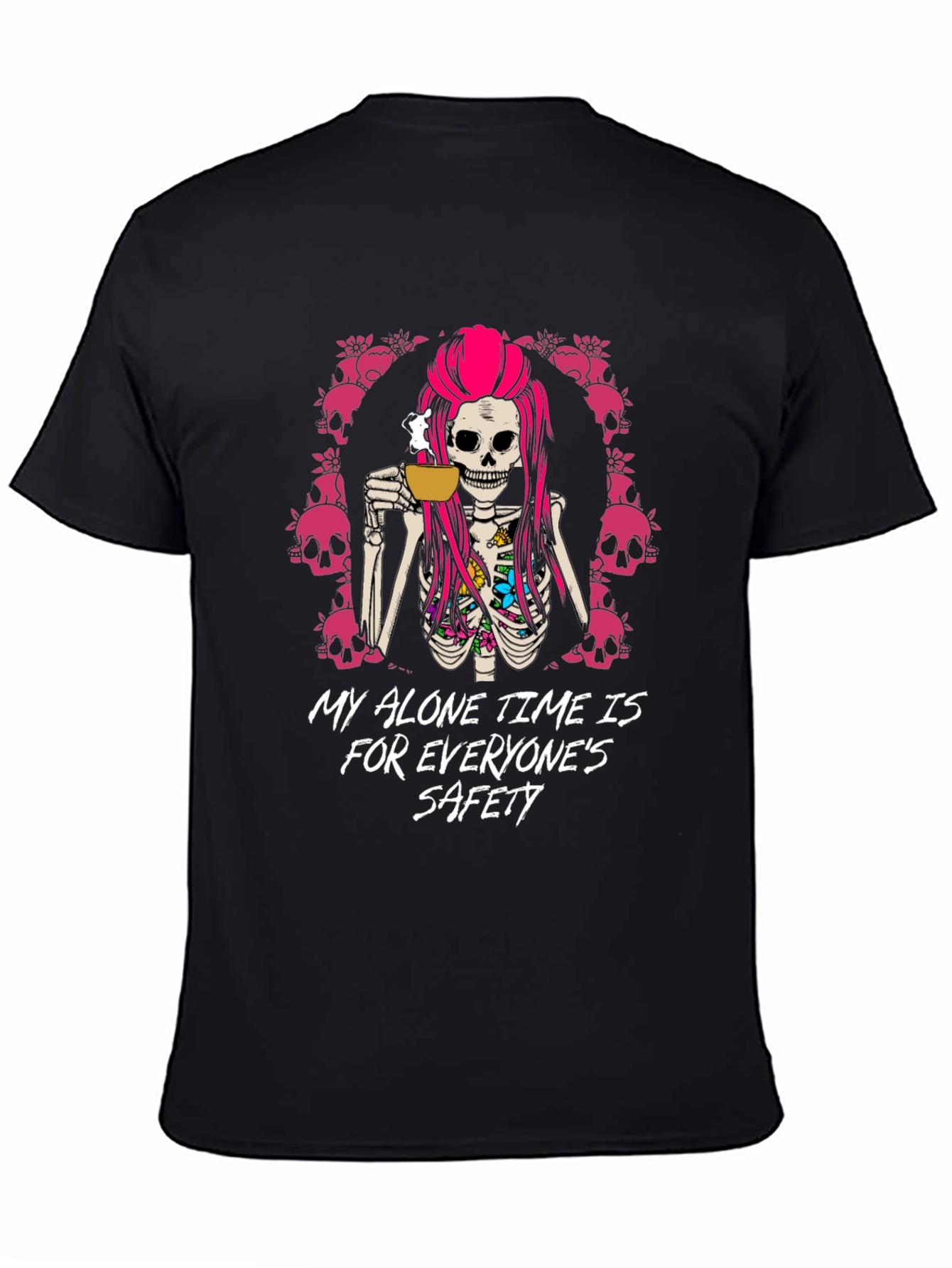 Skeleton Coffee T-Shirt - Alone Time Safety