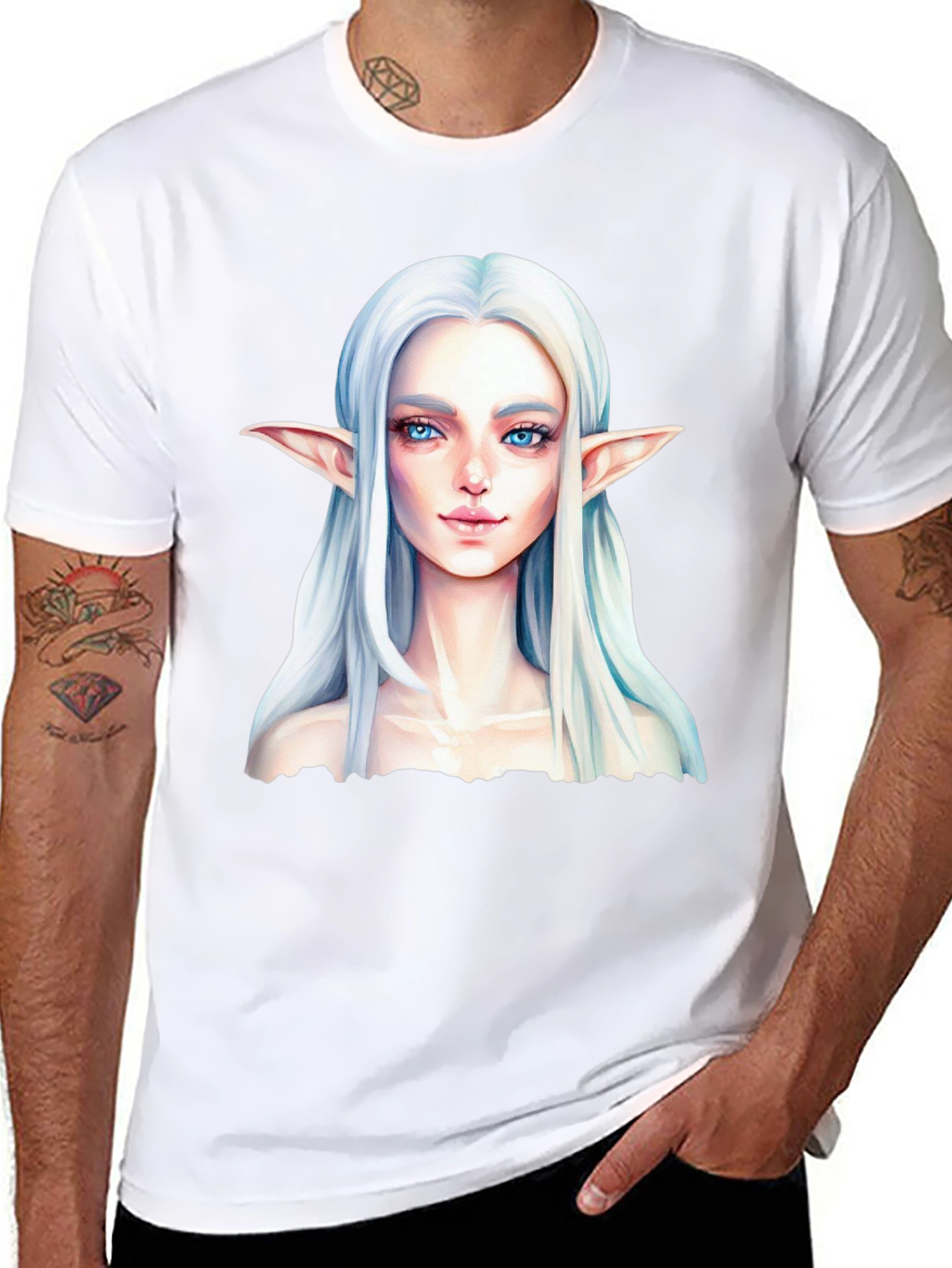 Elf Portrait Black T-Shirt