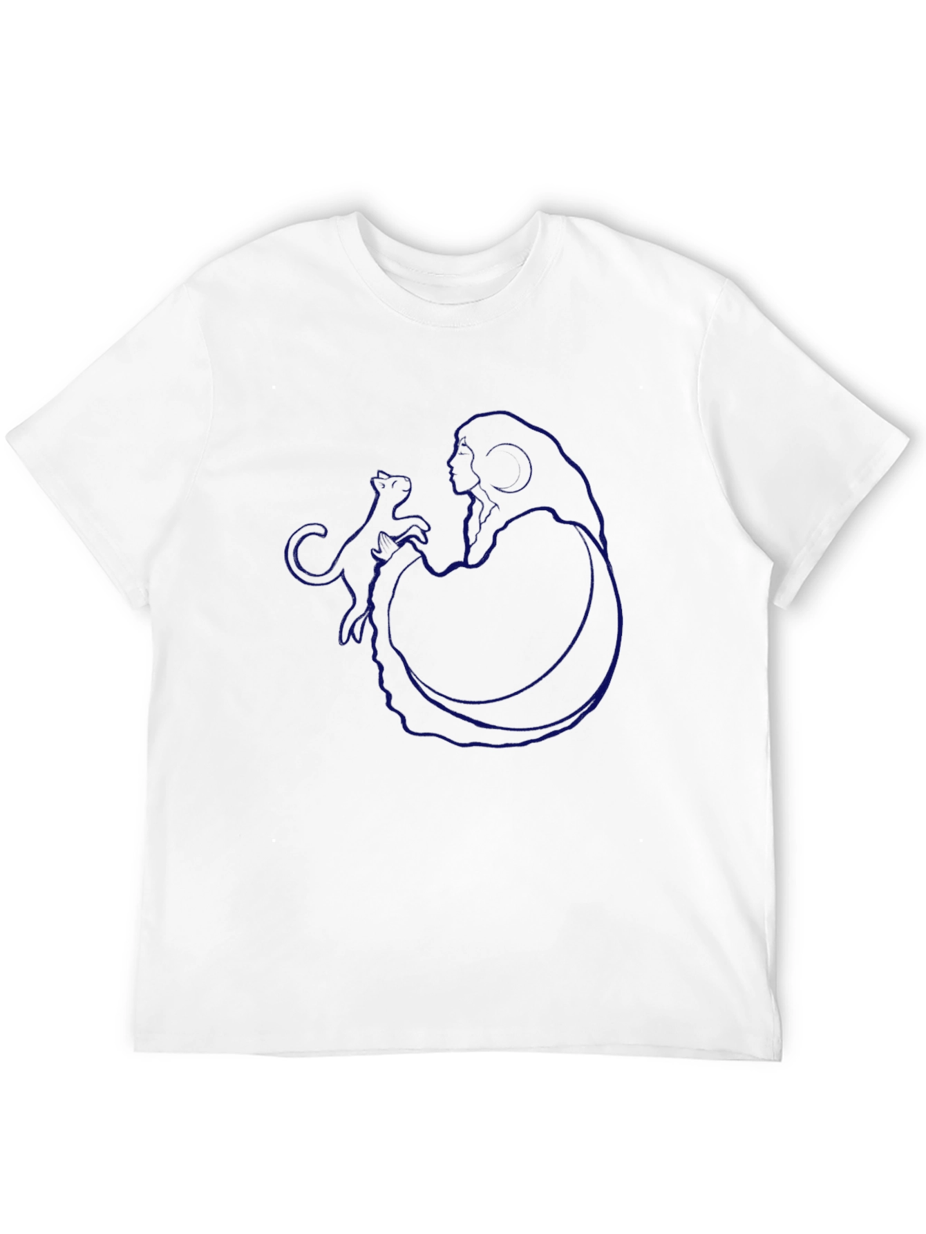 Modern Blue Graphic Print Black T-Shirt