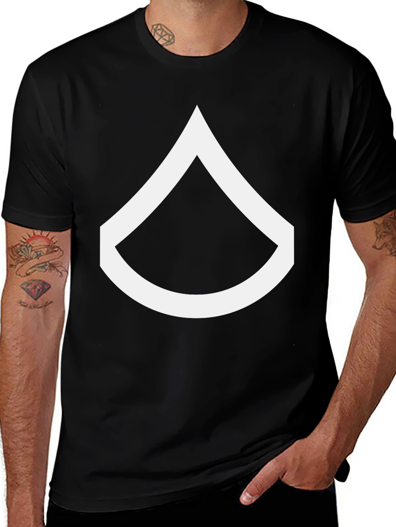 Black T-Shirt with White Chevron