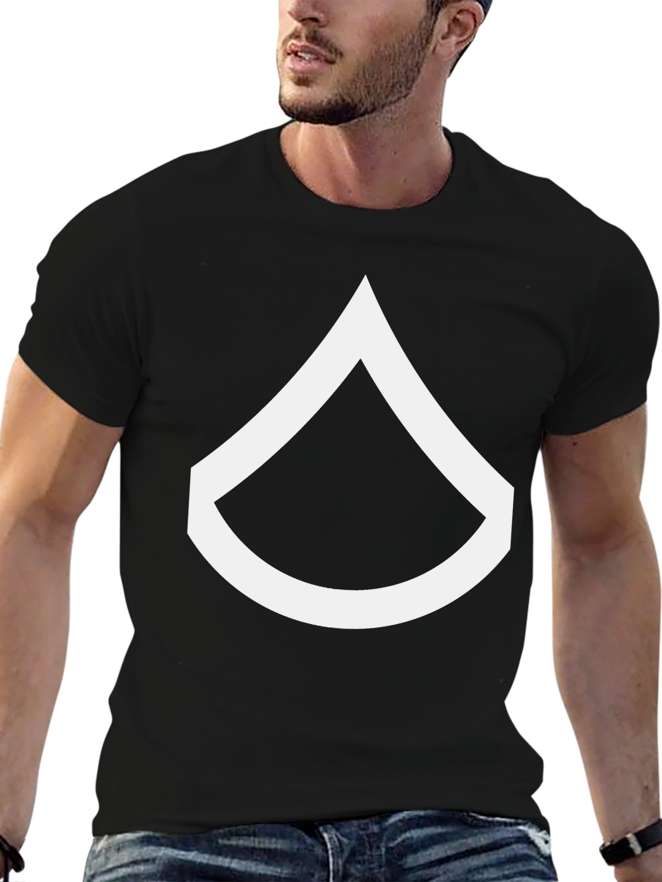 Black T-Shirt with White Chevron