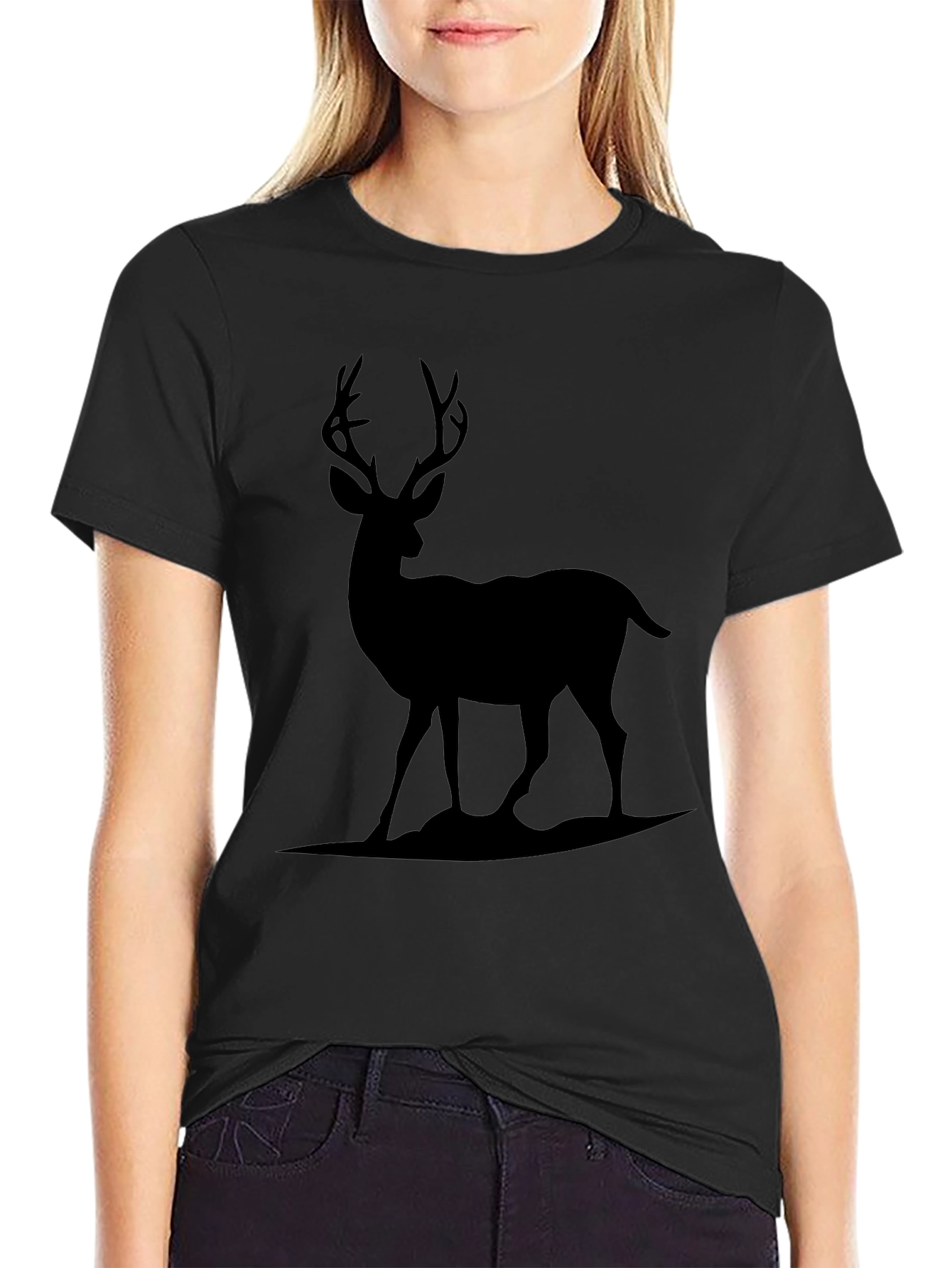 Deer Graphic Print Crew Neck Tee