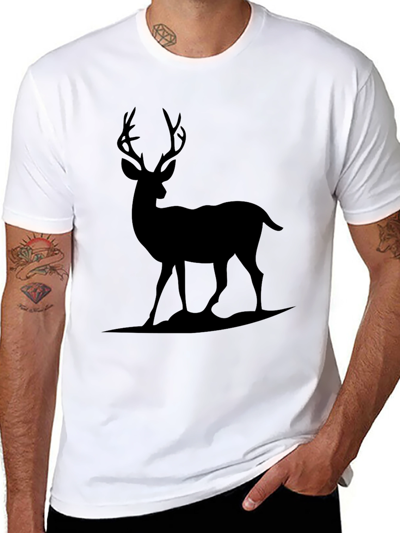 Deer Graphic Print Crew Neck Tee