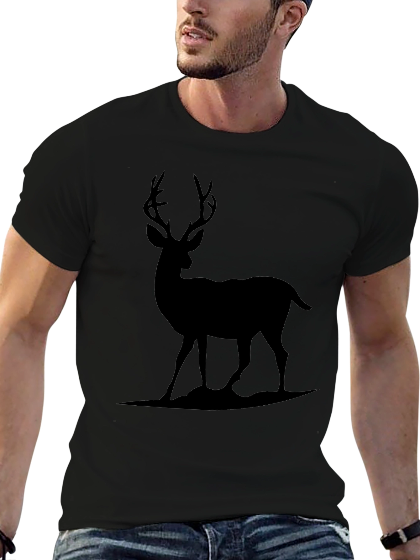 Deer Graphic Print Crew Neck Tee