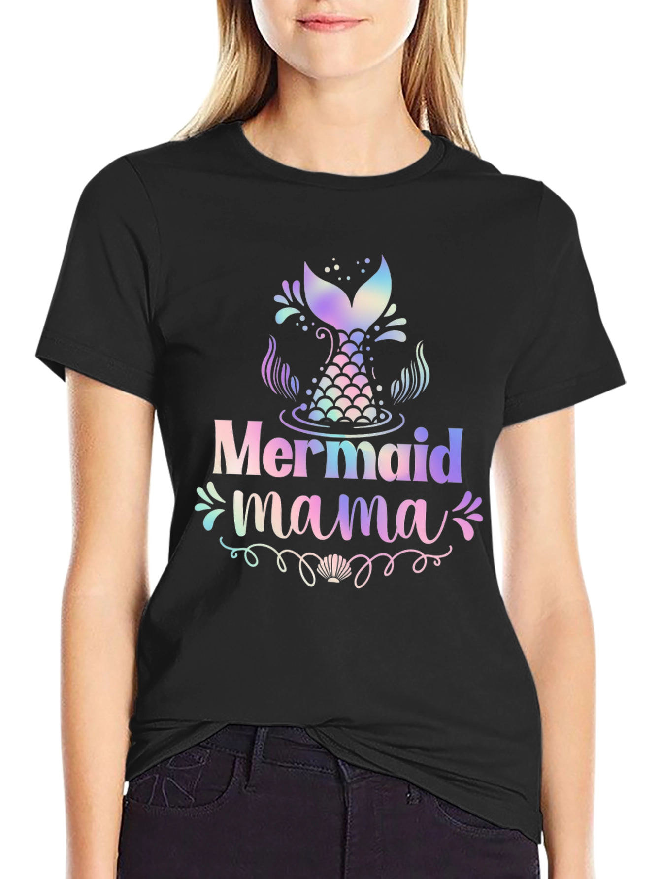 Mermaid Mama Black T-Shirt