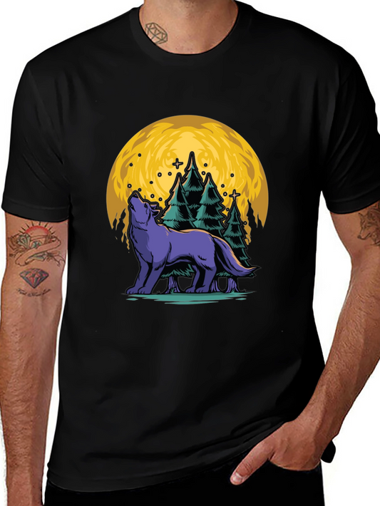 Wolf Moon Graphic Tee - Black Cotton T-Shirt