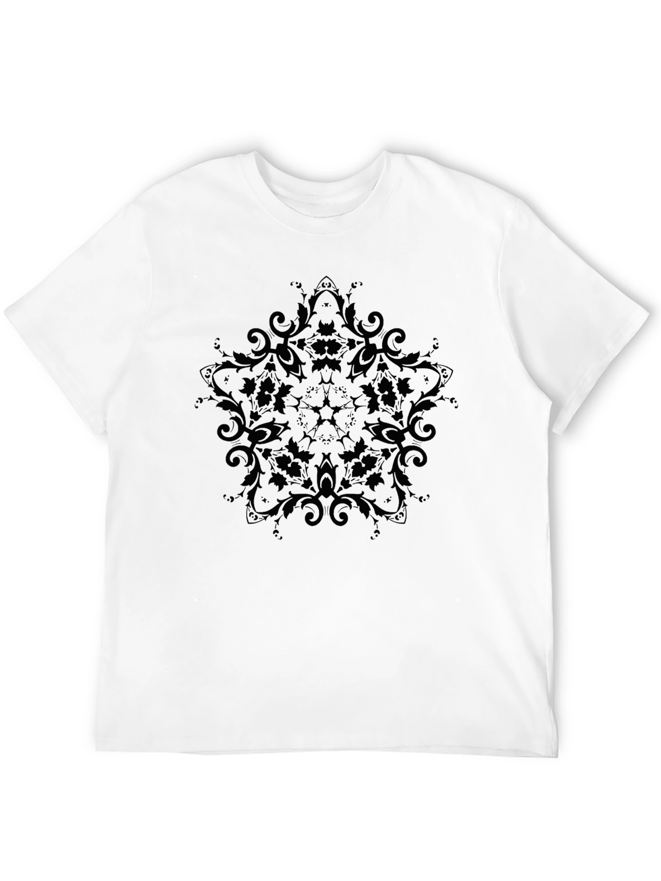 Mens Black T-Shirt with Ornamental Mandala Design