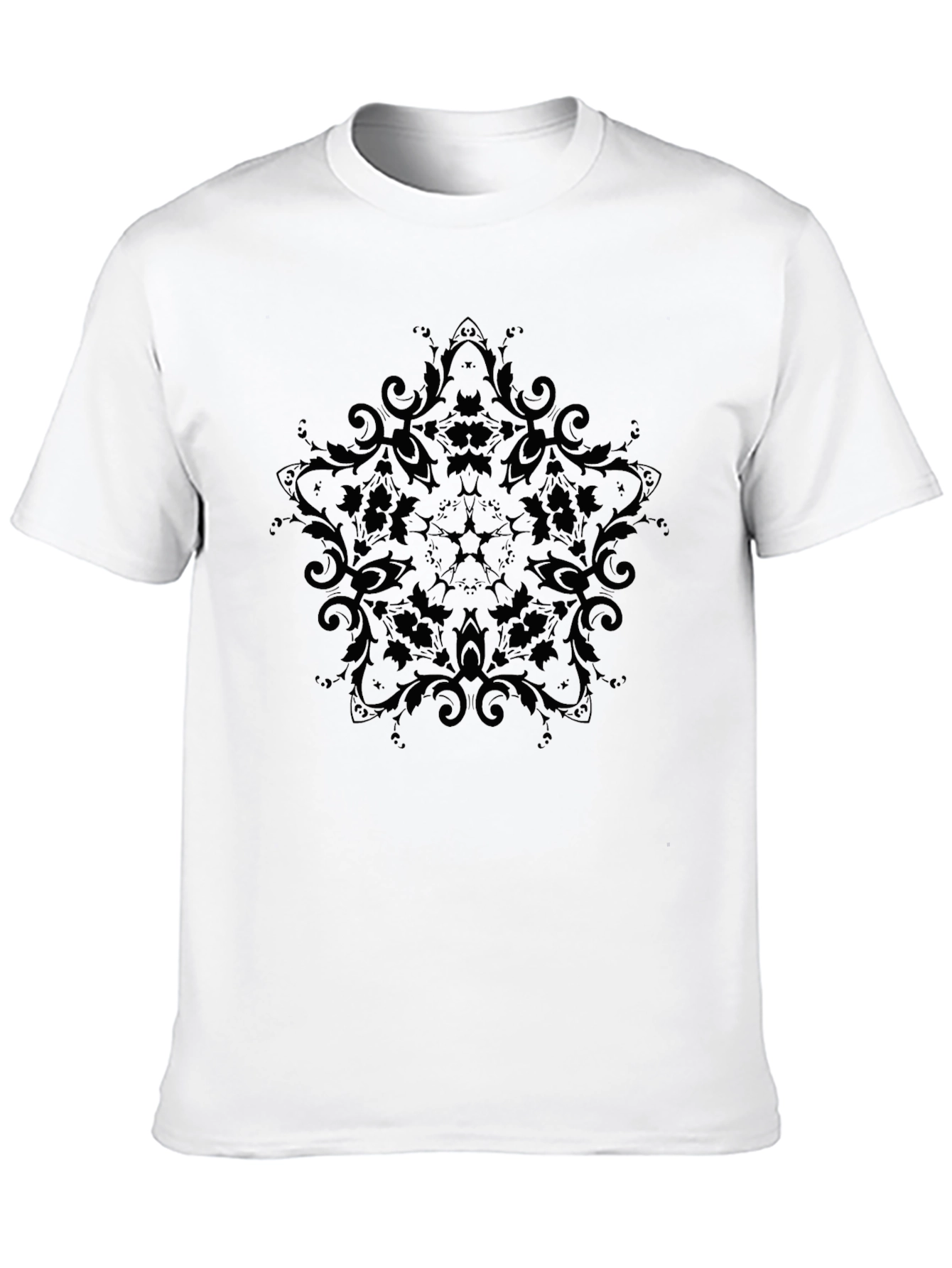 Mens Black T-Shirt with Ornamental Mandala Design