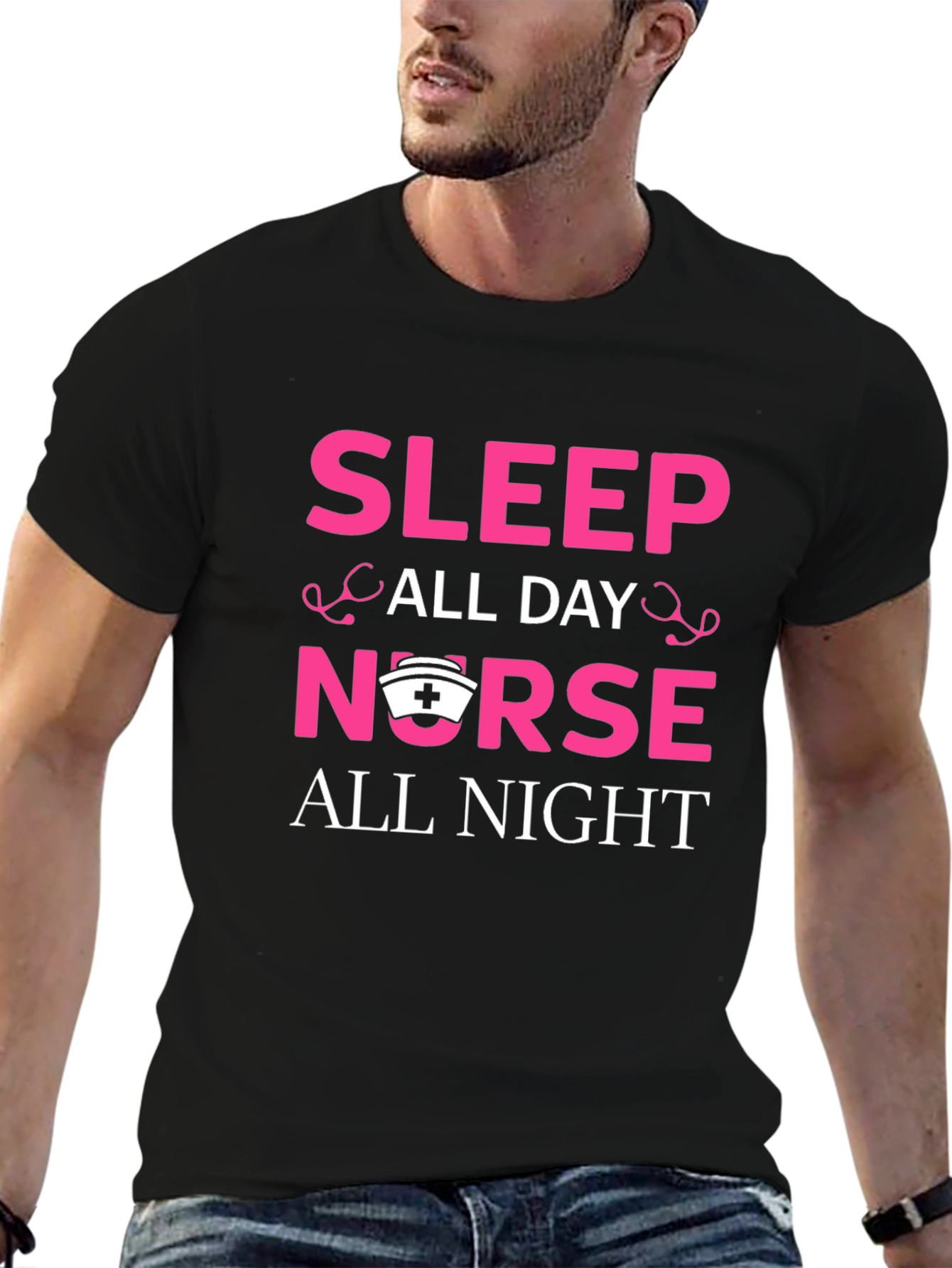 Sleep All Day Nurse All Night Graphic T-Shirt