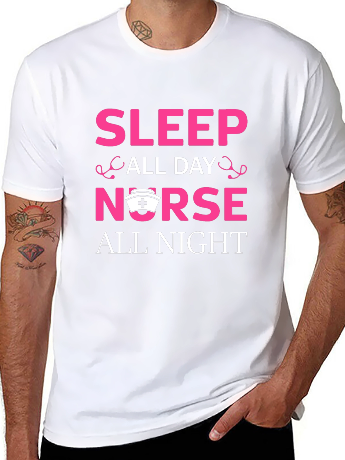 Sleep All Day Nurse All Night Graphic T-Shirt