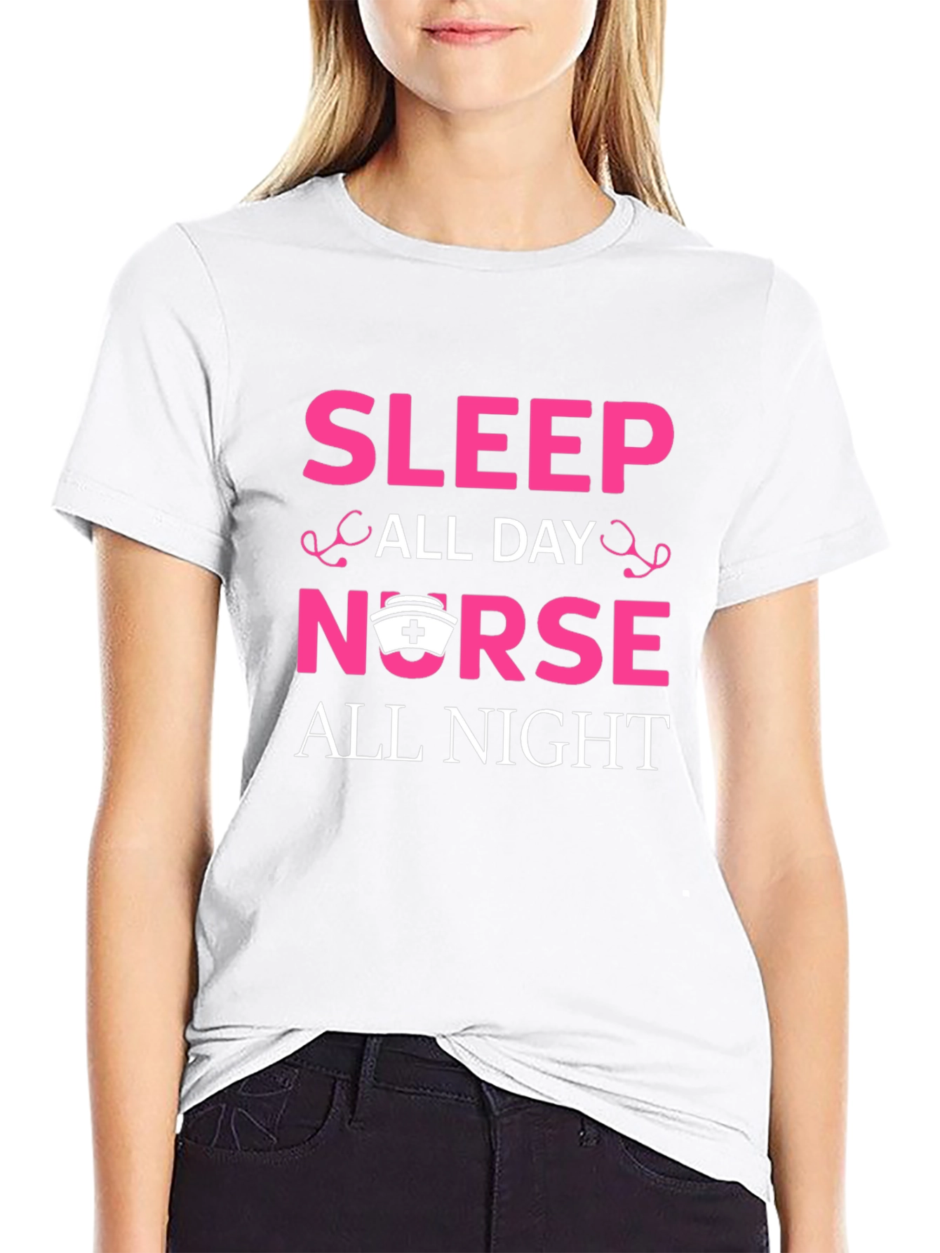 Sleep All Day Nurse All Night Graphic T-Shirt