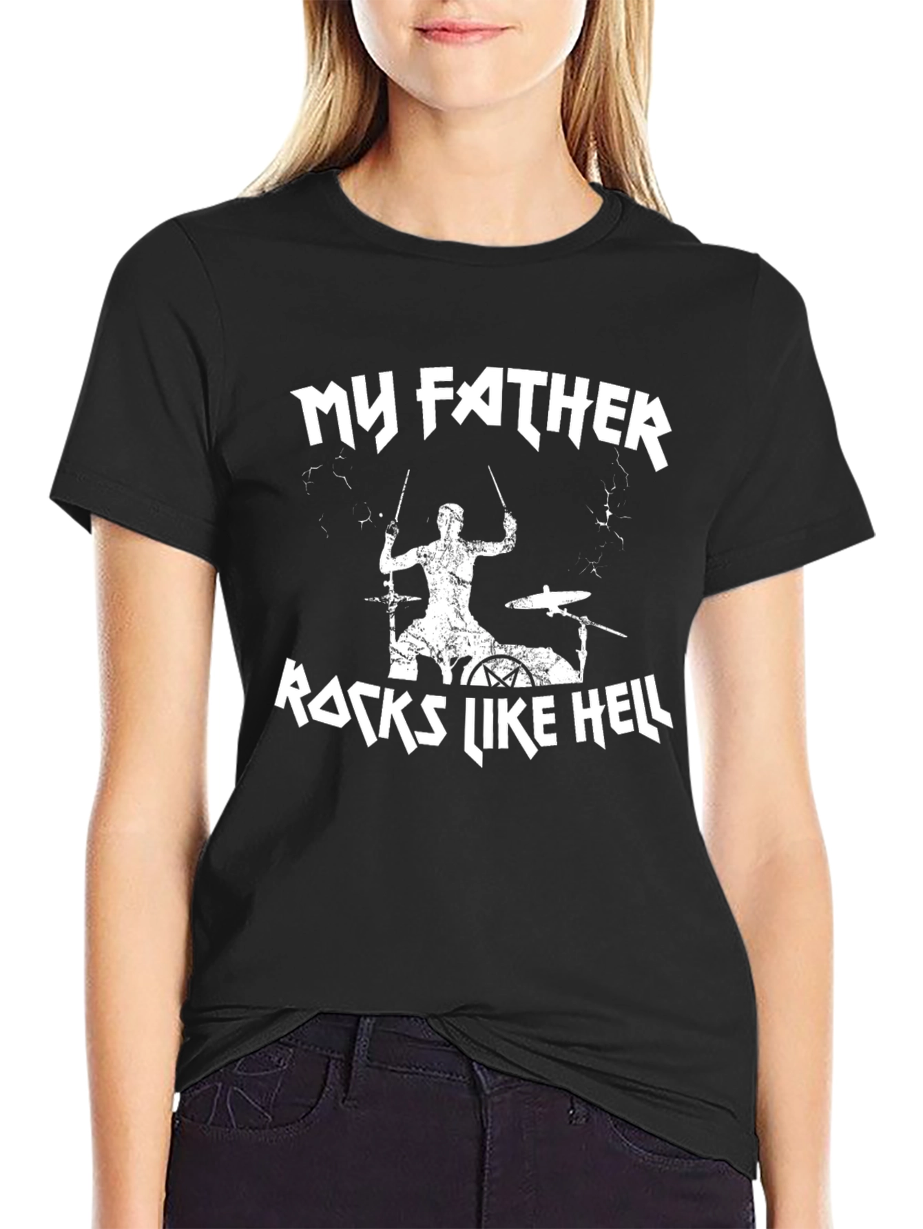 My Father Rocks Like Hell Black Graphic Tee