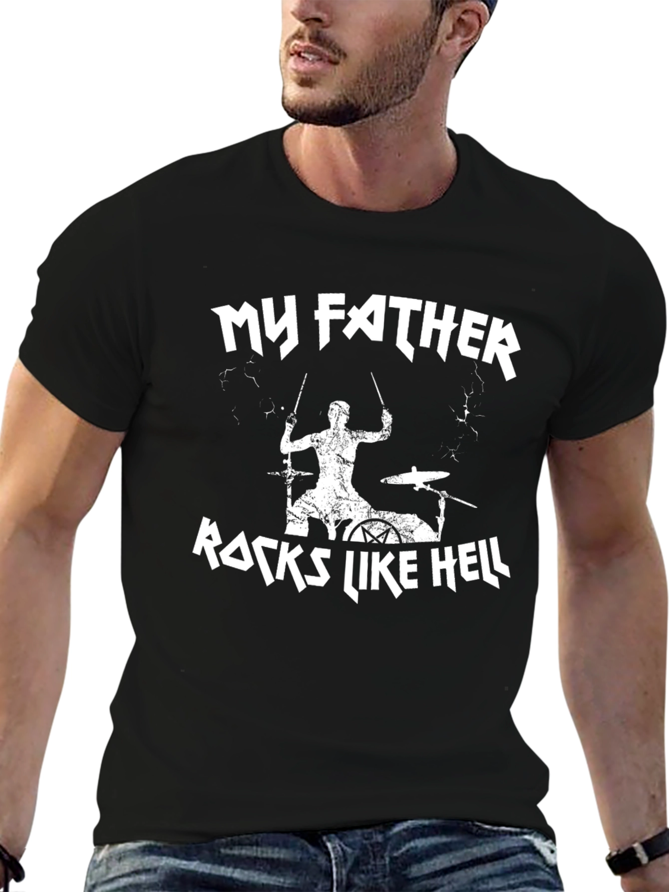 My Father Rocks Like Hell Black Graphic Tee