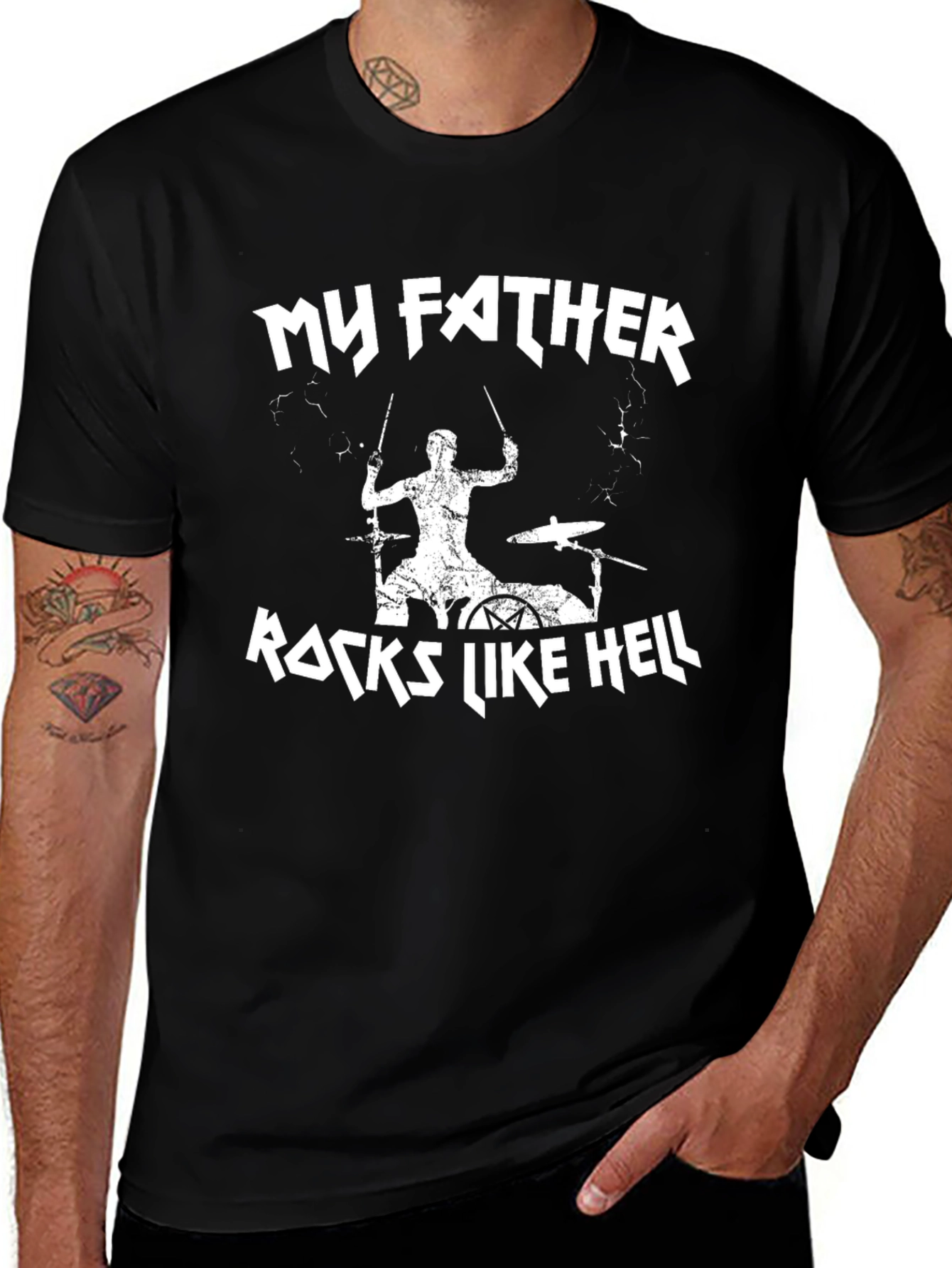 My Father Rocks Like Hell Black Graphic Tee