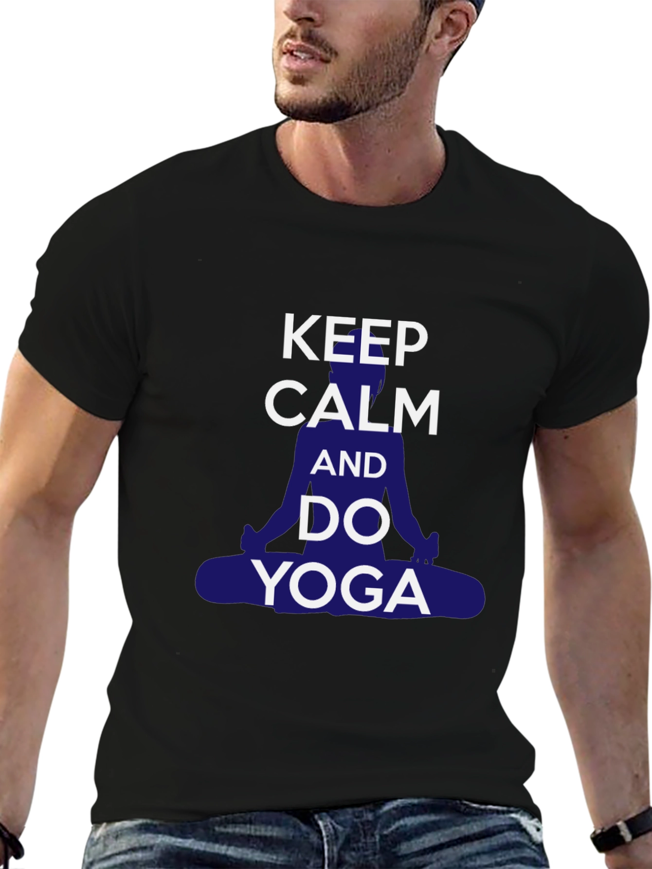 Keep Calm Yoga T-Shirt - Mens Casual Graphic Tee