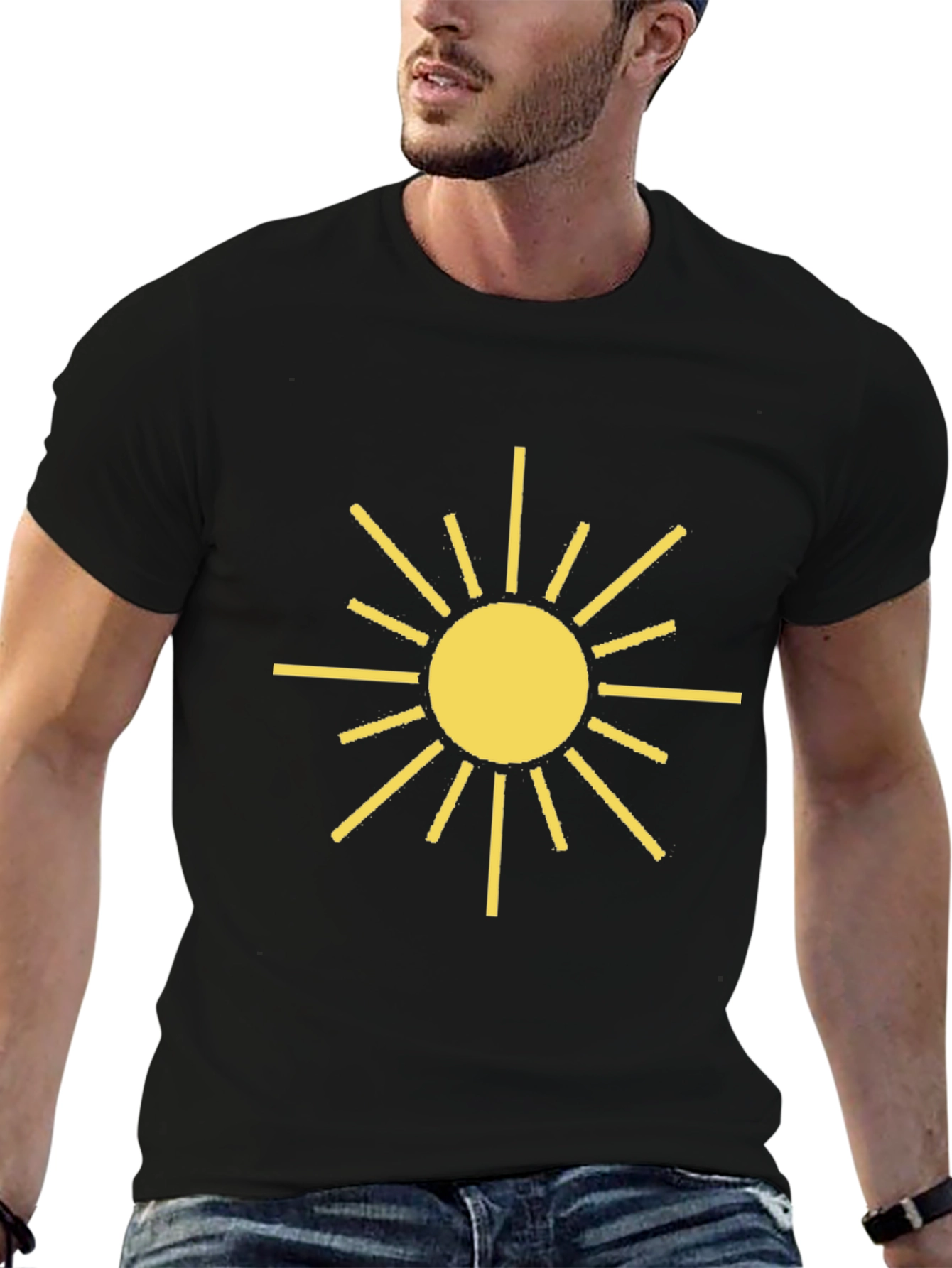 Radiant Sun Graphic Tee - Black Cotton T-Shirt