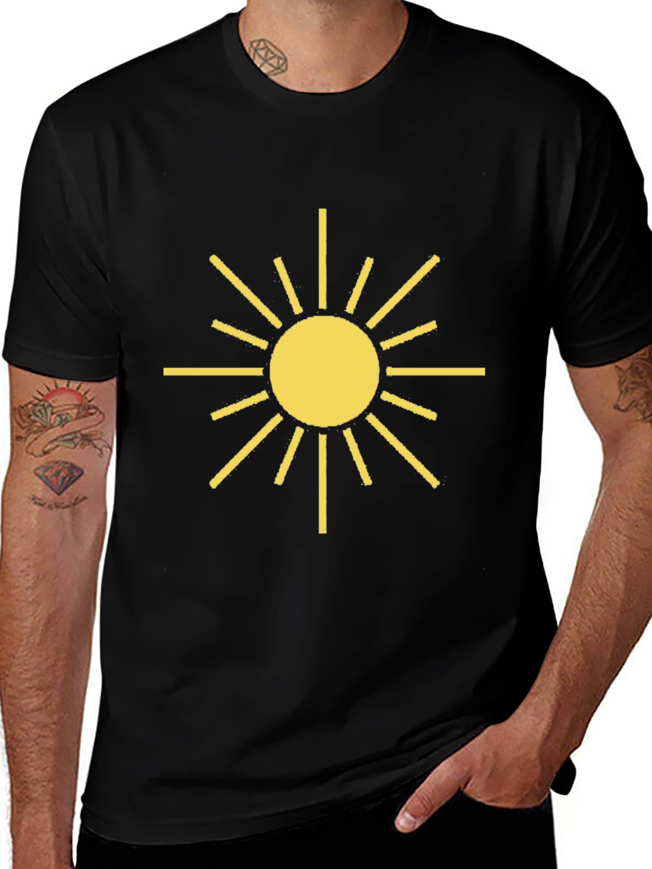 Radiant Sun Graphic Tee - Black Cotton T-Shirt