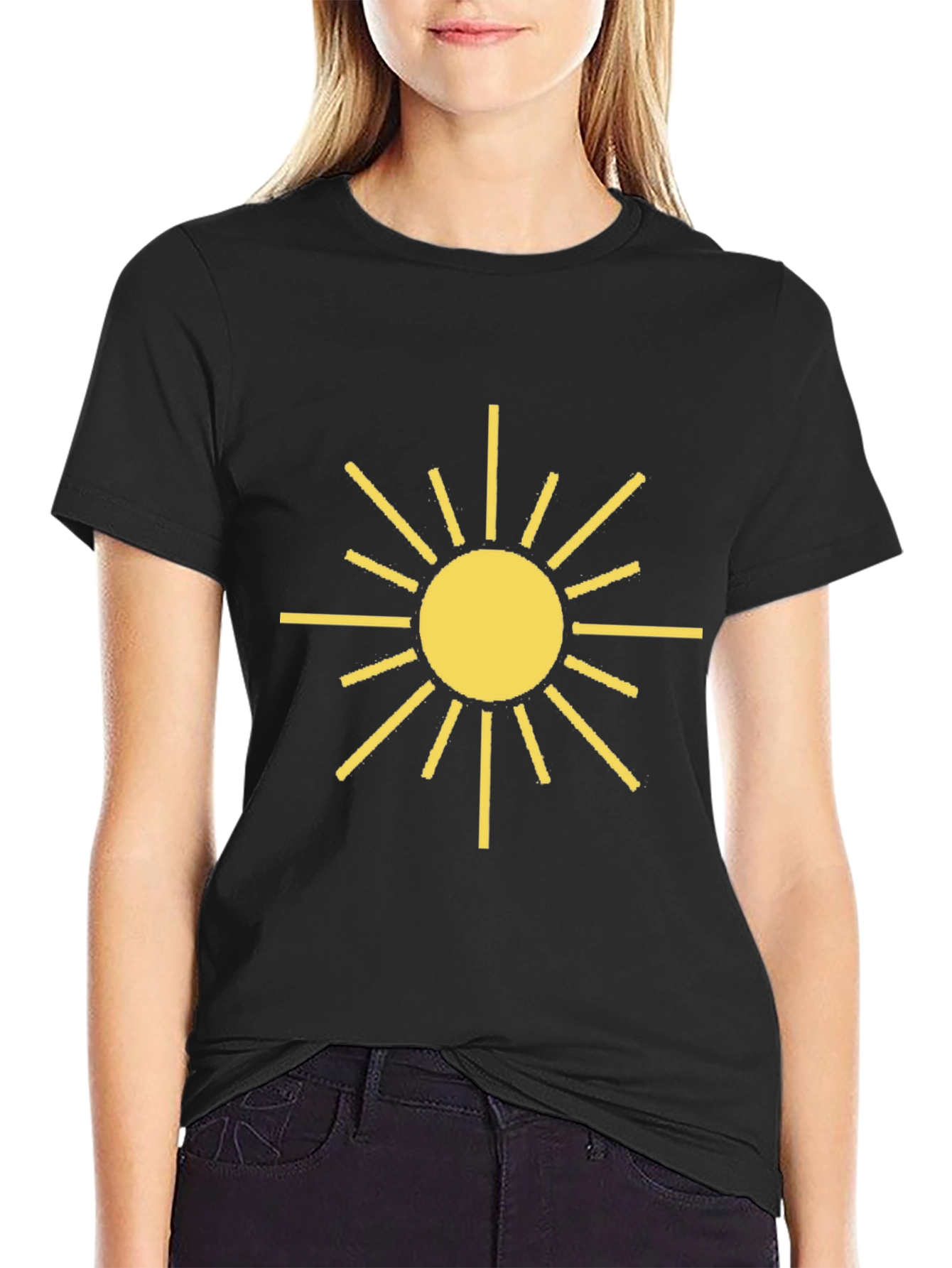 Radiant Sun Graphic Tee - Black Cotton T-Shirt