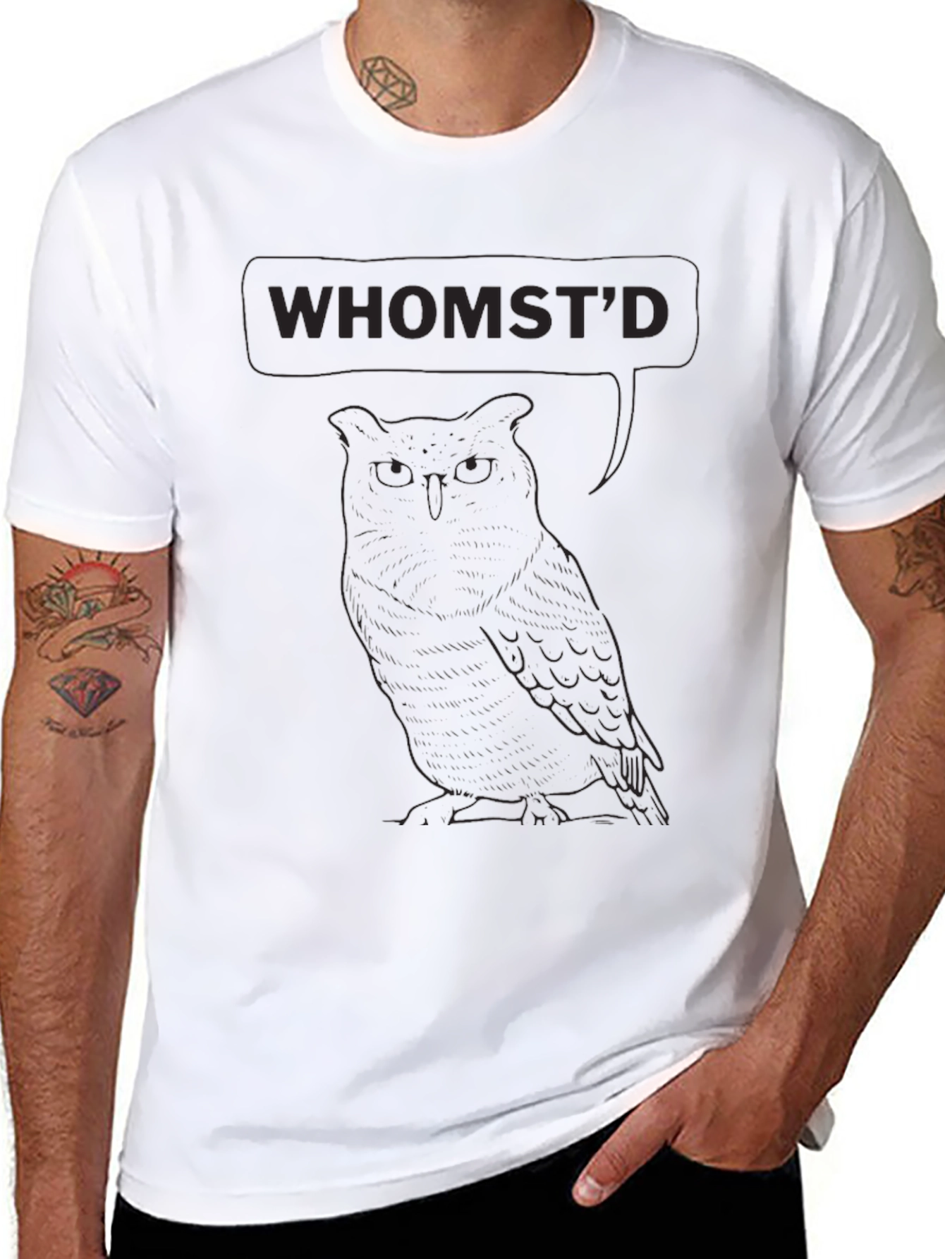 Whomstd Owl Graphic Tee - Black T-Shirt