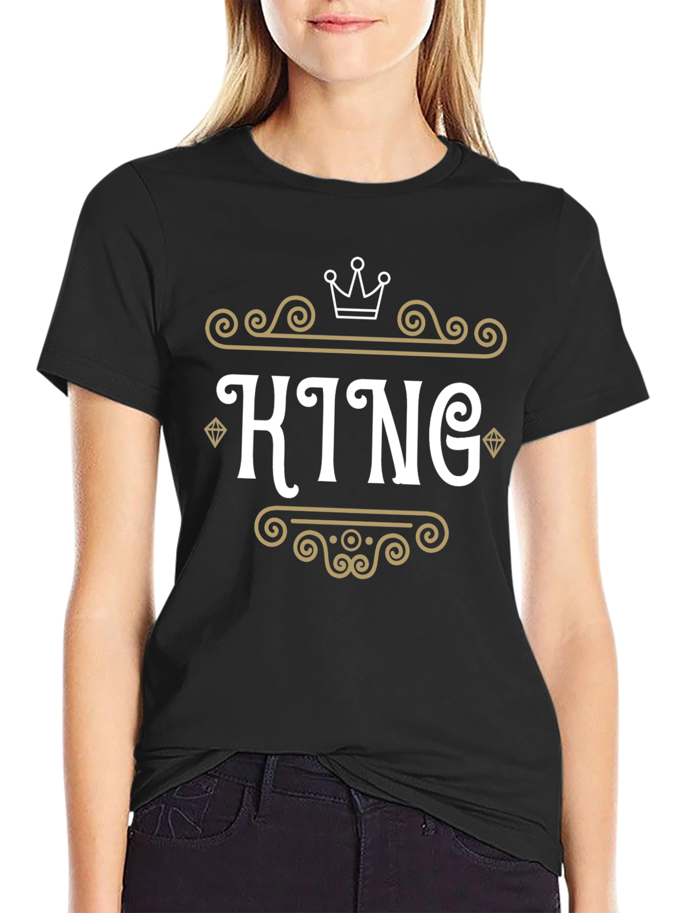 King Graphic Tee - Black Crew Neck T-Shirt