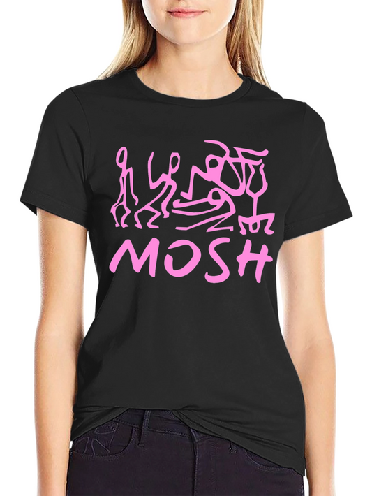 Black Mosh Graphic Tee - Unique Pink Design