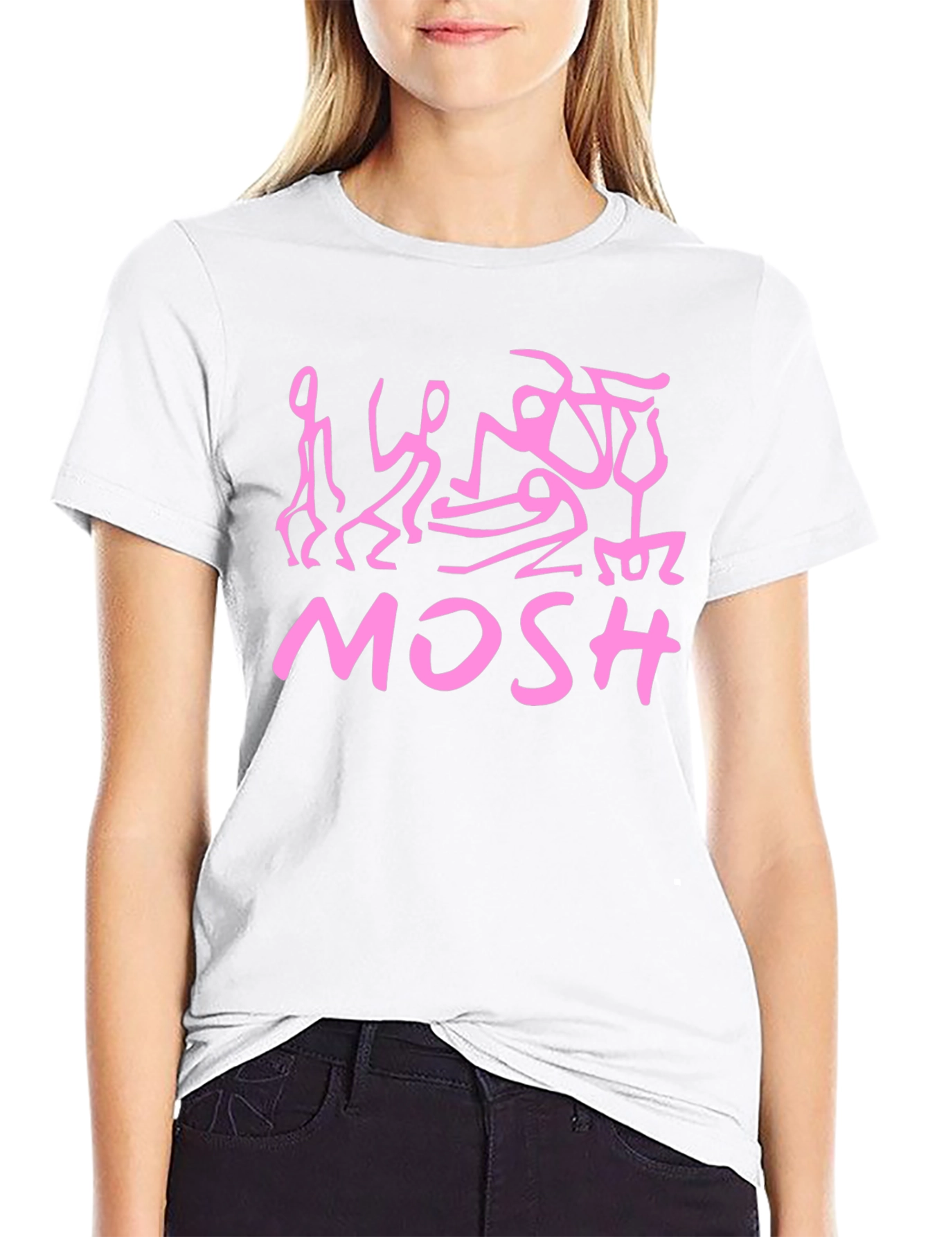 Black Mosh Graphic Tee - Unique Pink Design