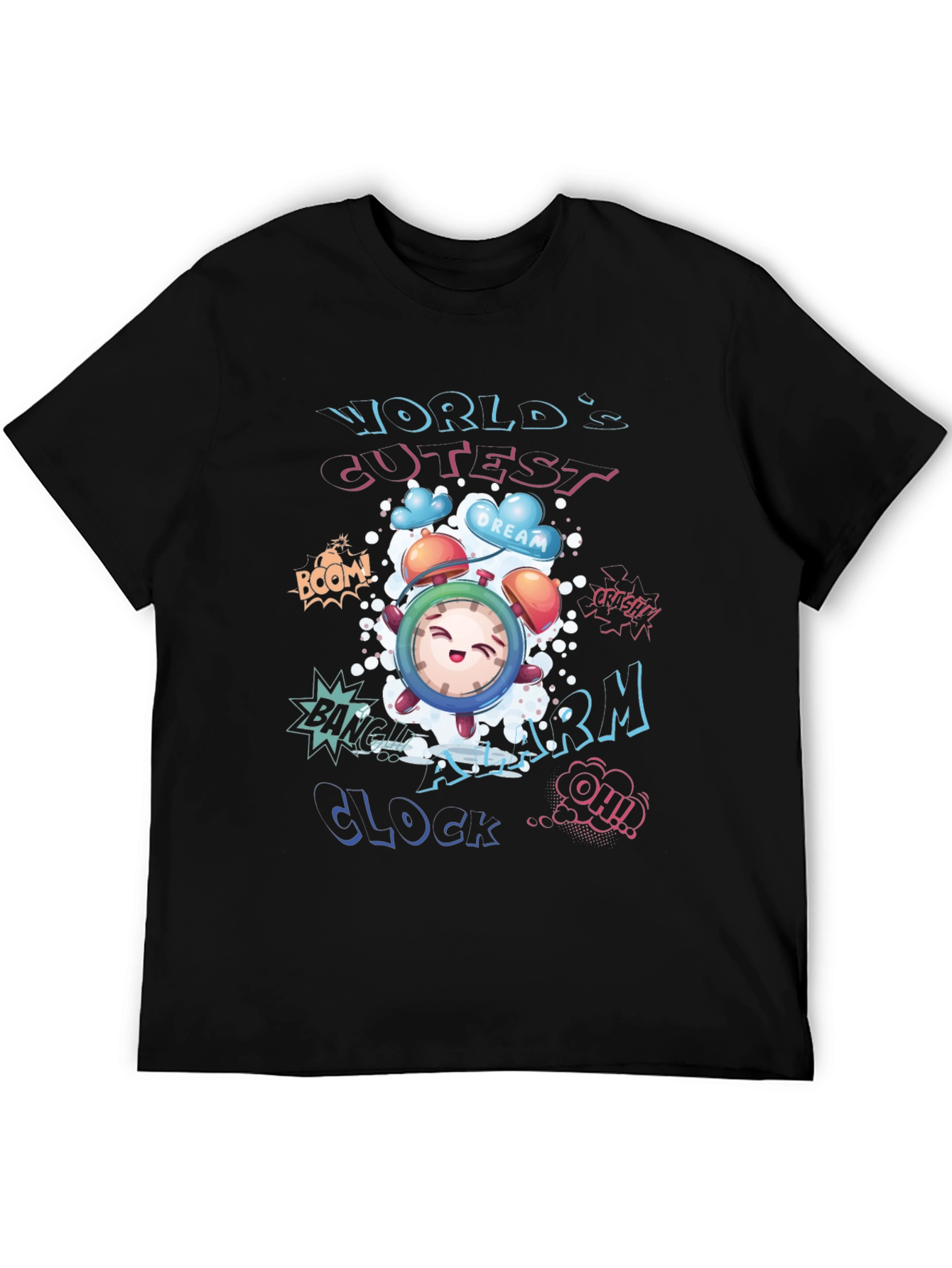 Cartoon Alarm Clock Graphic T-Shirt