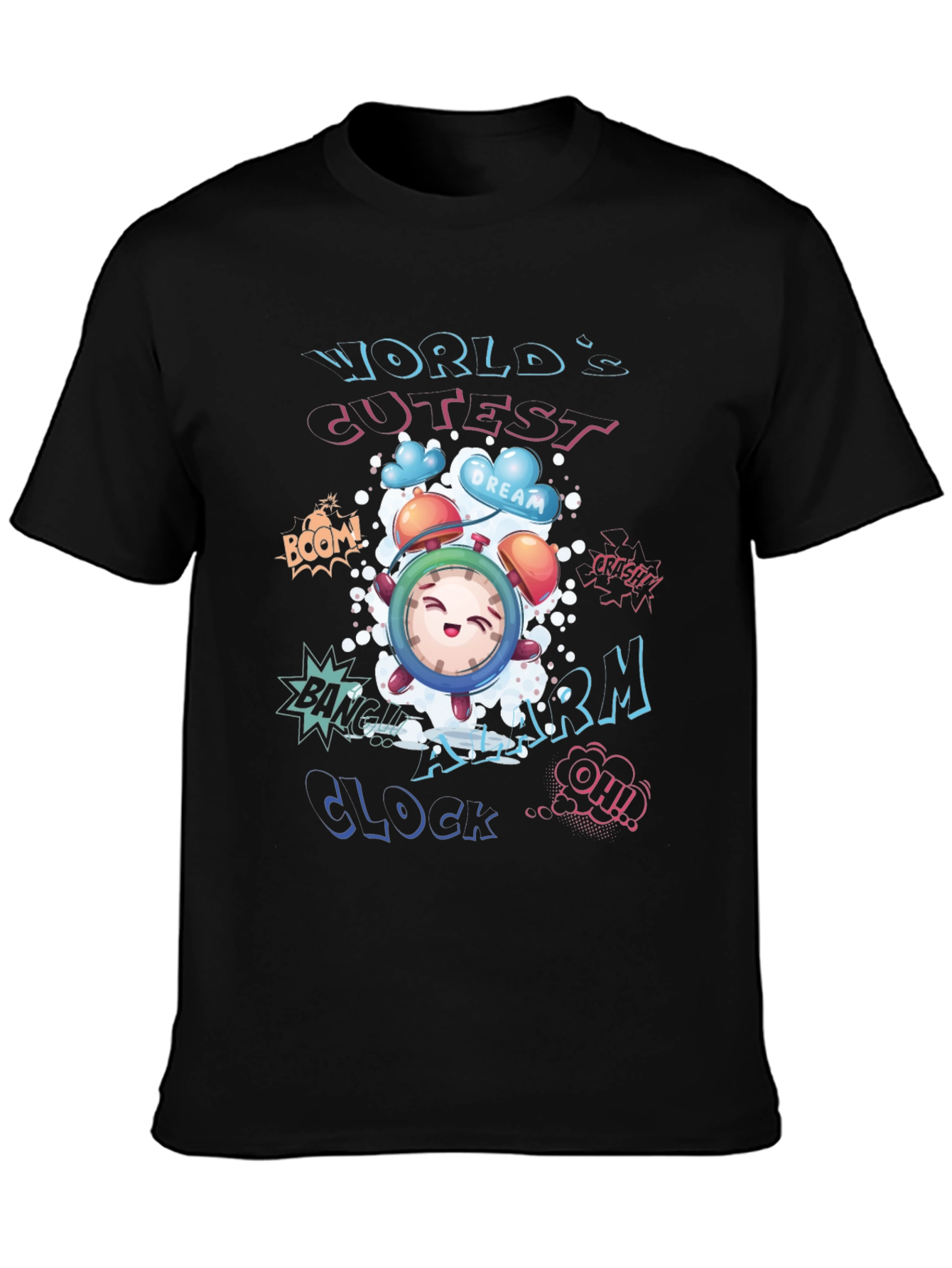 Cartoon Alarm Clock Graphic T-Shirt