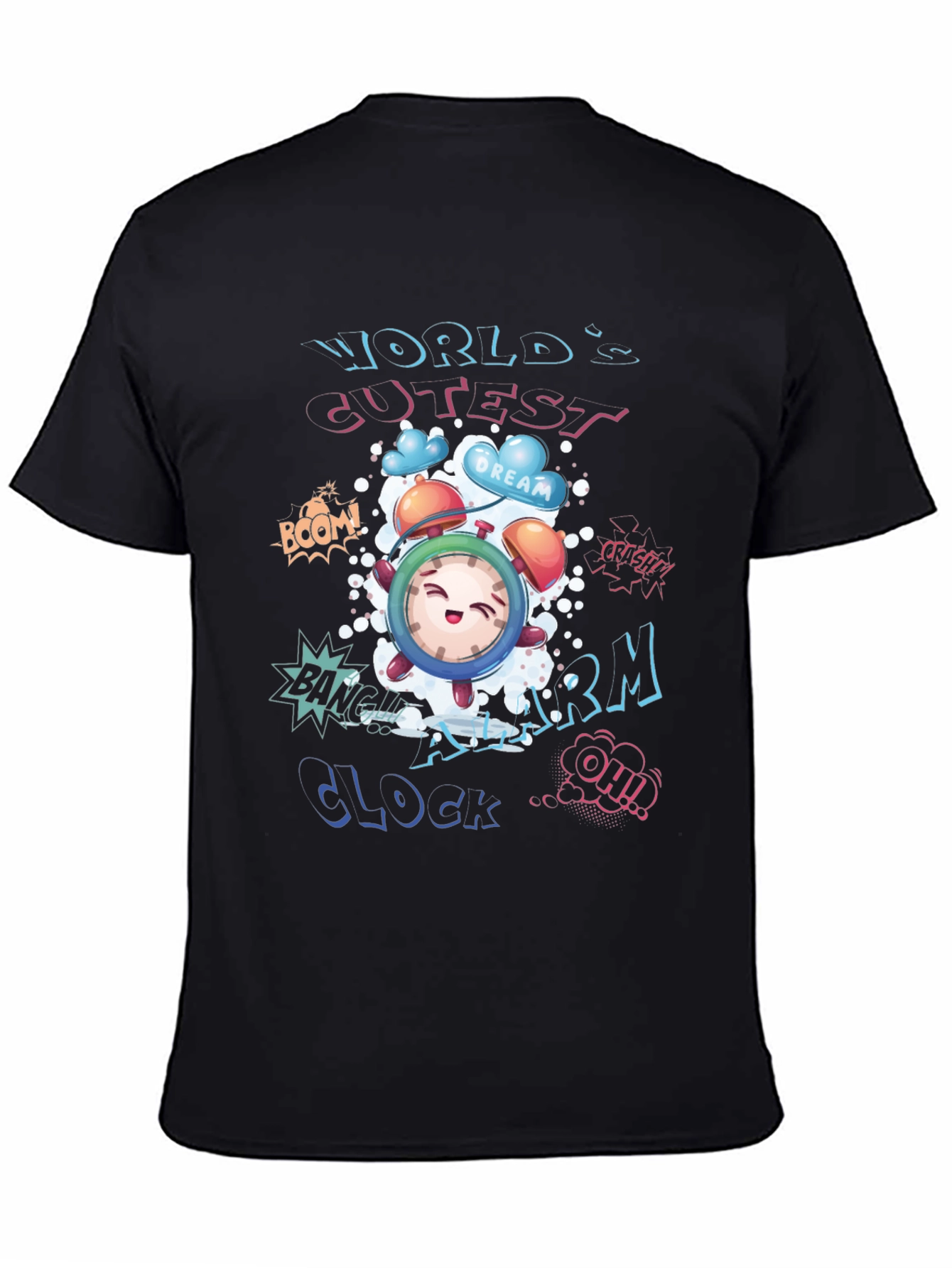 Cartoon Alarm Clock Graphic T-Shirt