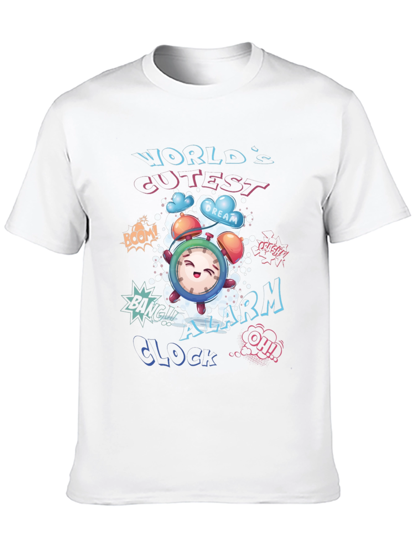 Cartoon Alarm Clock Graphic T-Shirt