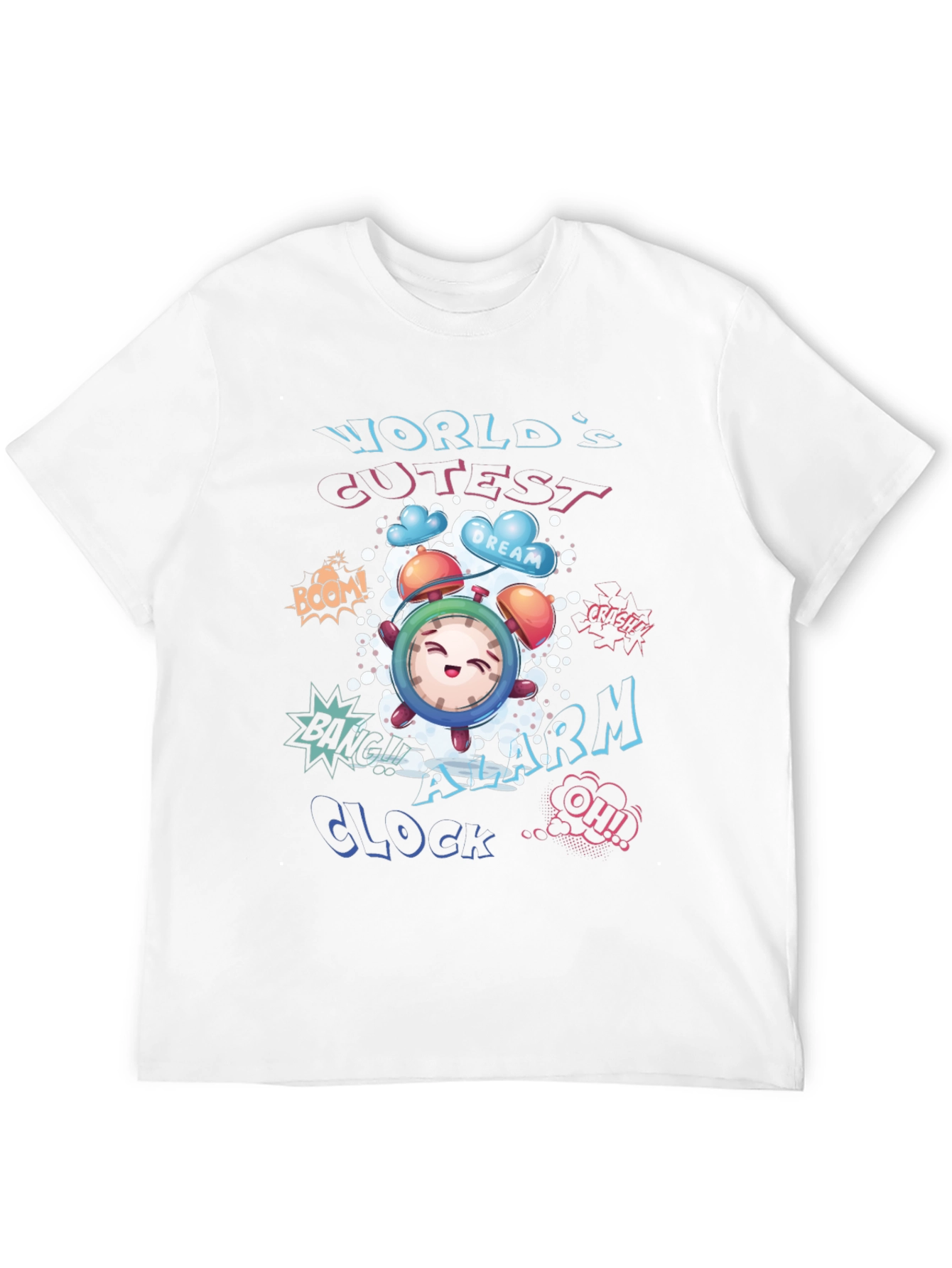 Cartoon Alarm Clock Graphic T-Shirt