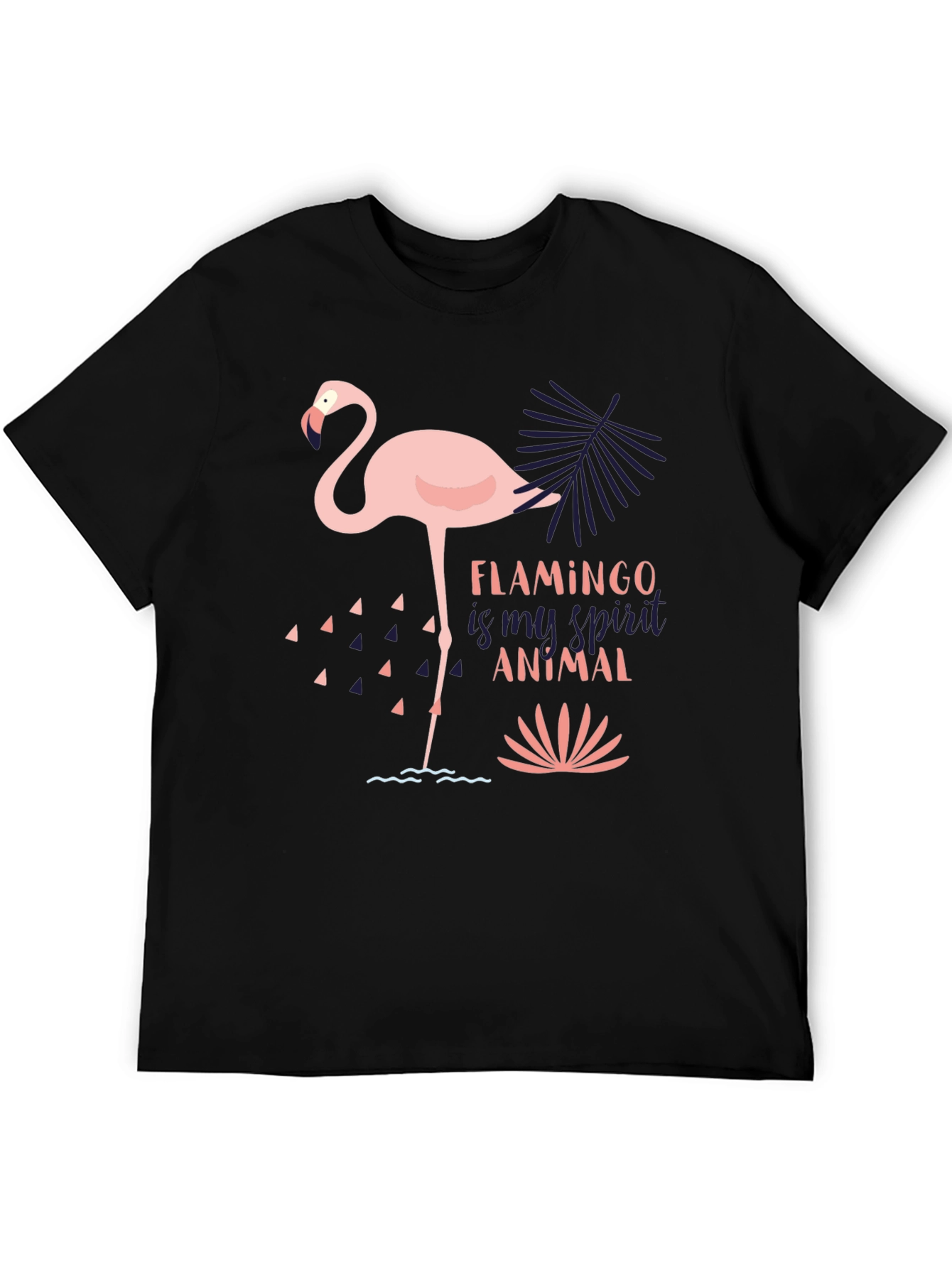Flamingo Spirit Animal Graphic Tee - Black T-Shirt