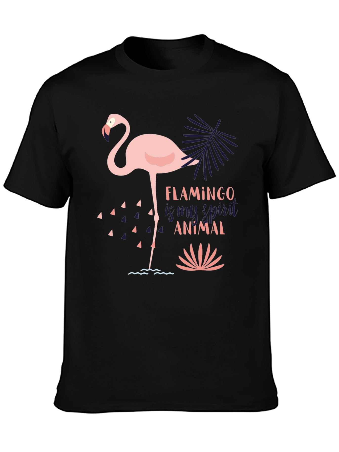 Flamingo Spirit Animal Graphic Tee - Black T-Shirt