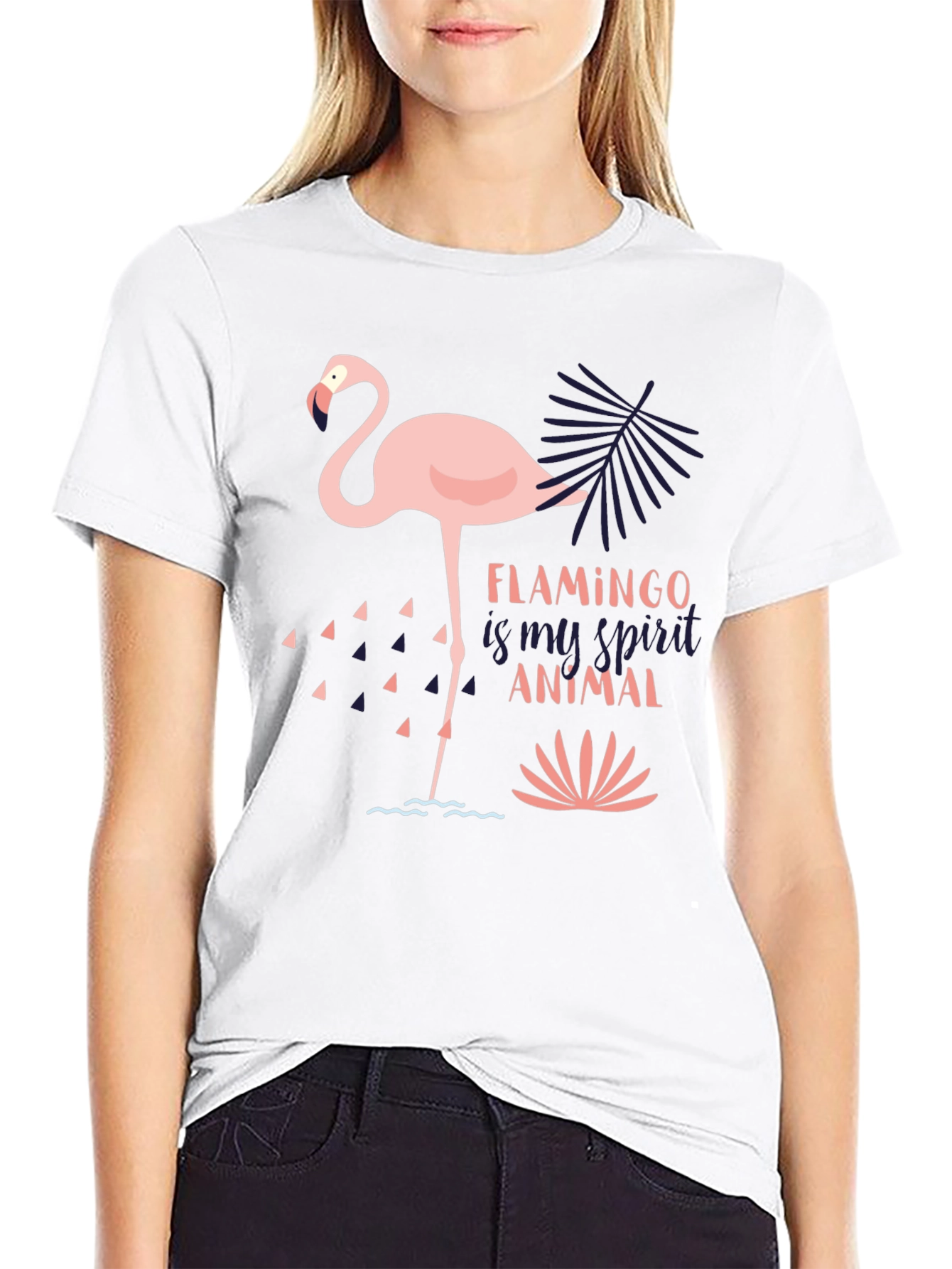 Flamingo Spirit Animal Graphic Tee - Black T-Shirt