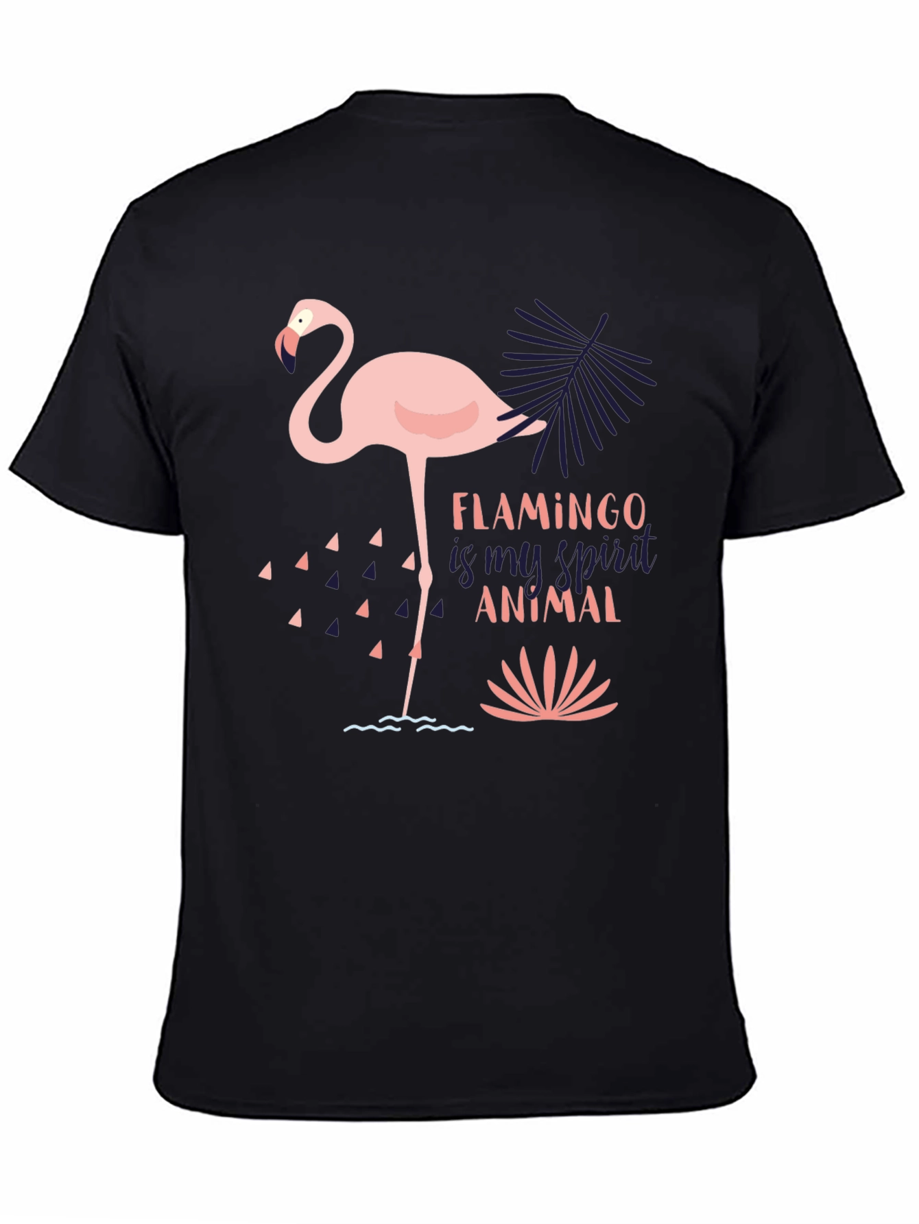 Flamingo Spirit Animal Graphic Tee - Black T-Shirt